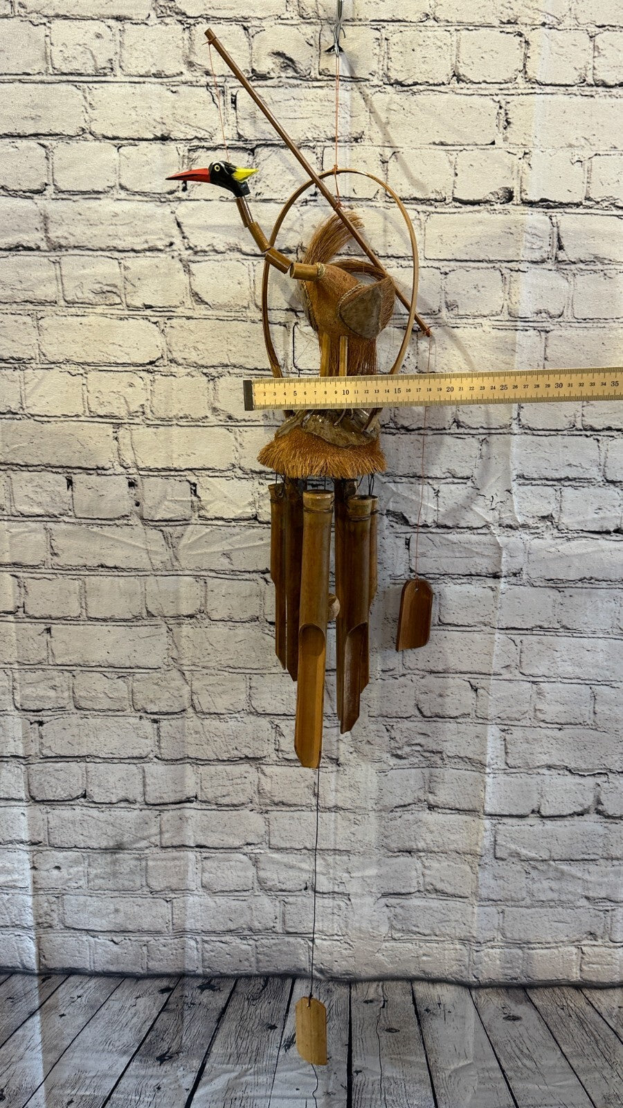 Crane Bird With Chimes Bamboo Windchime 60cm Garden Gift Summer Handmade Chimes