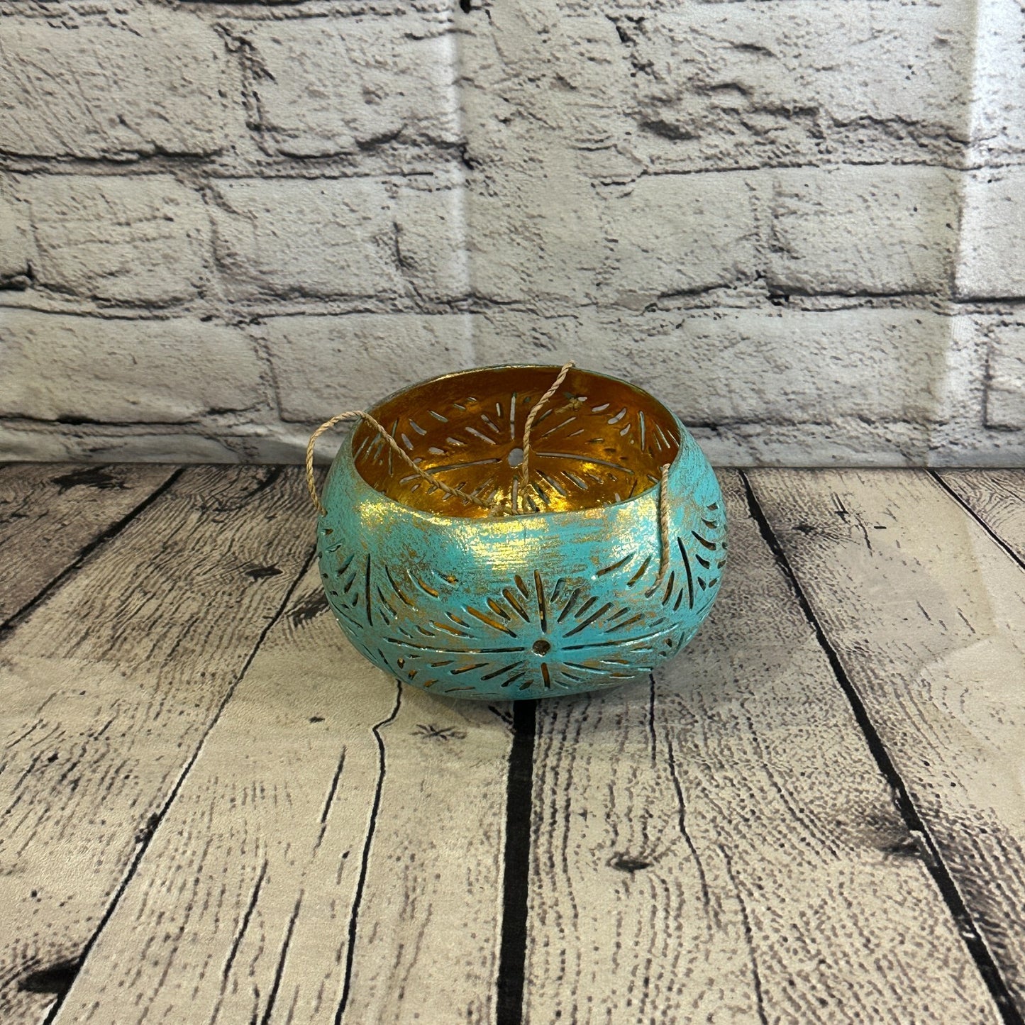 Blue Coconut Shell Hanging Basket Orchid Planter Balcony Decorative Vase Flower