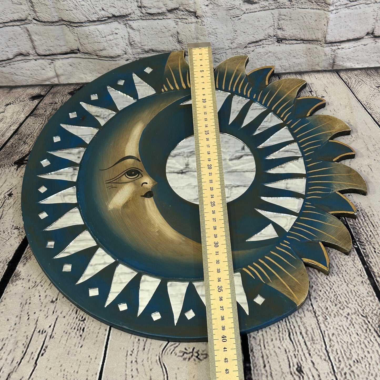 Blue Half Moon Mosaic Tile Wall Mirror 40cm x 40cm 16 Inches Handmade Fairtrade