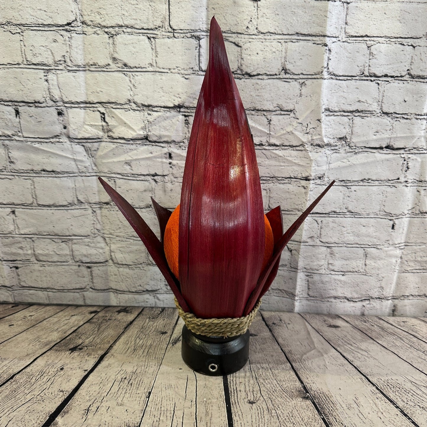 Orange Red Leaf Natural 50cm Tall Leaf Lamp Twist LED UK Mains Plug Design 8