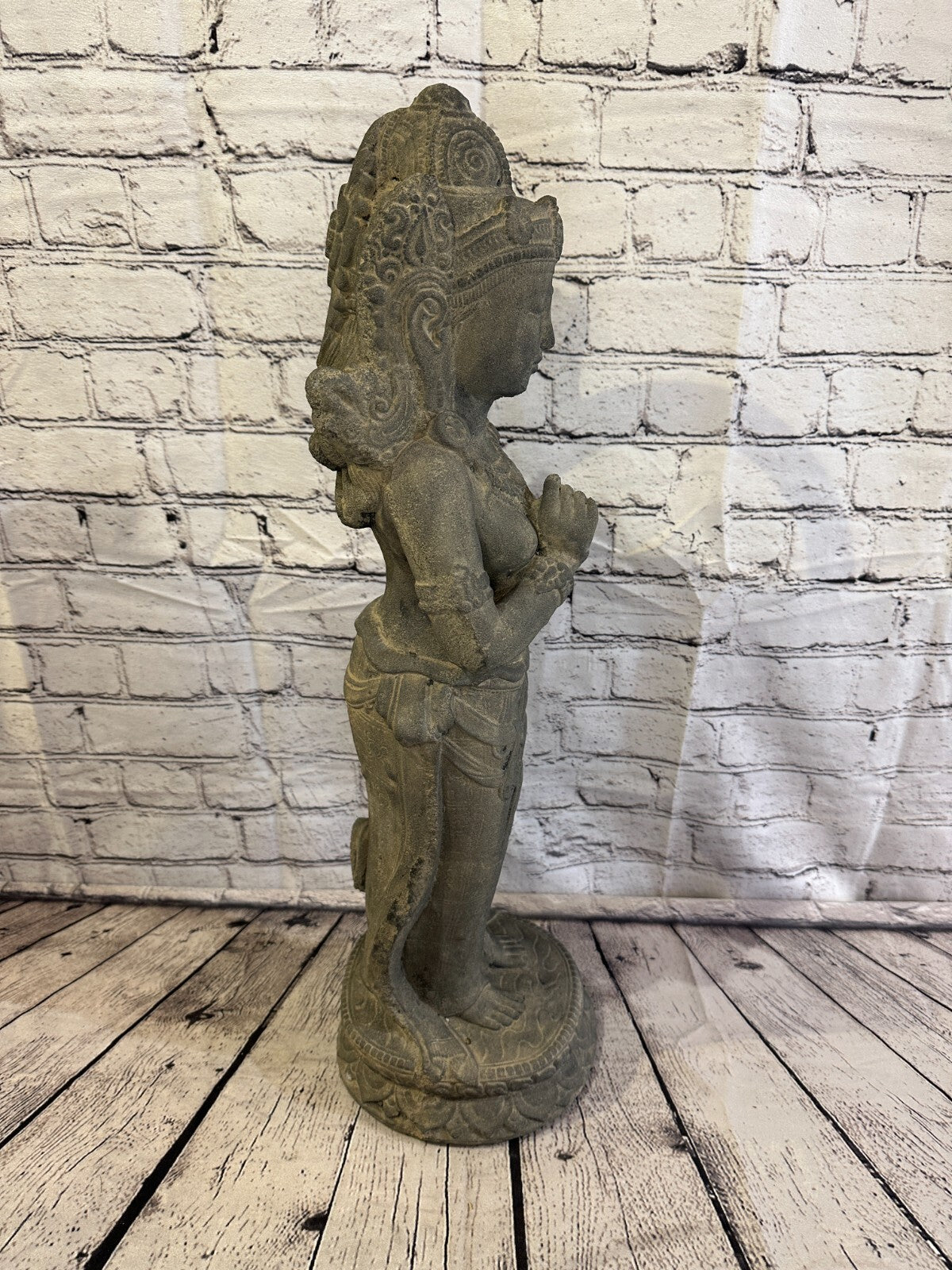 Shiva Goddess Stone Garden 65cm x 18cm Ornament Outdoor Indoor Statue Hindu