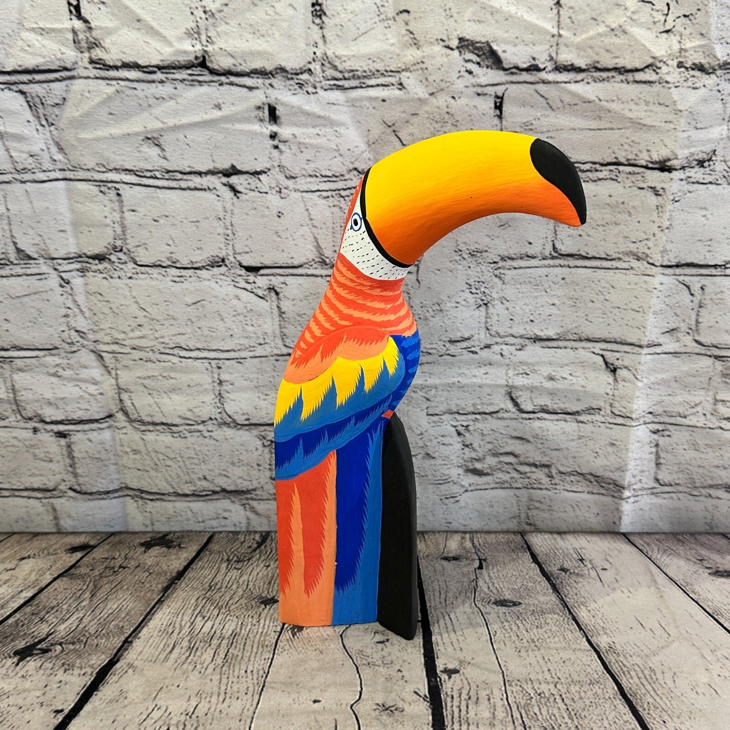 30cm Red Toucan Bird Ornament Statue Fair Trade Hand Made Carved Wood
