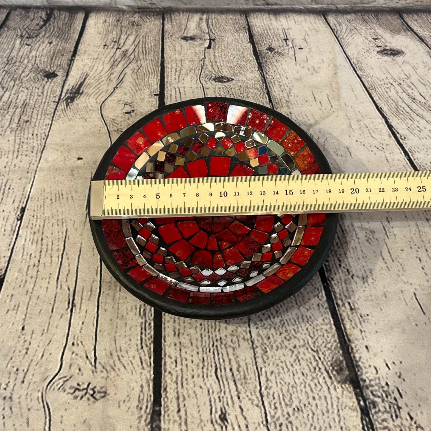 20cm Red Round Mosaic Handmade Ceramic Glass Tile Bowl Fruit