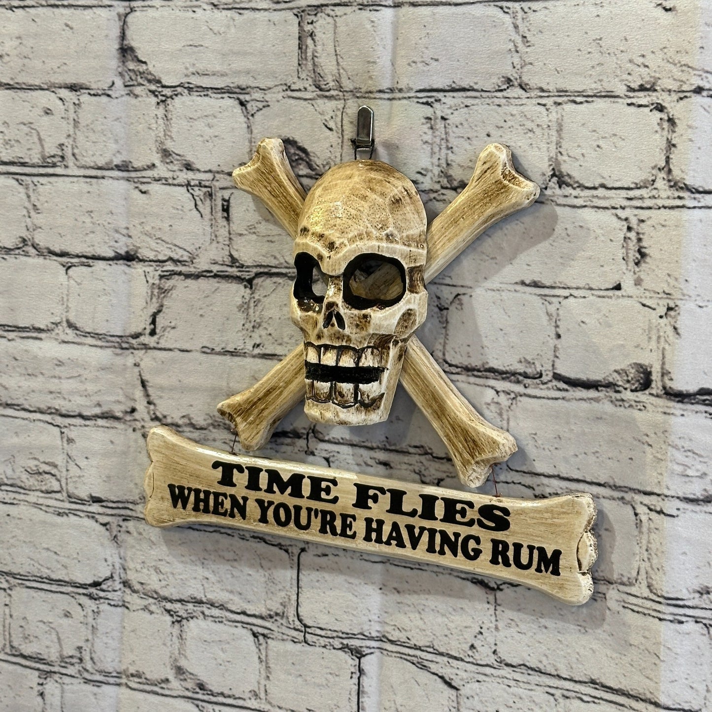 Skull & Crossbones Time Flies Rum Drink Pirate Sign Door Plaque 30cm x 25cm