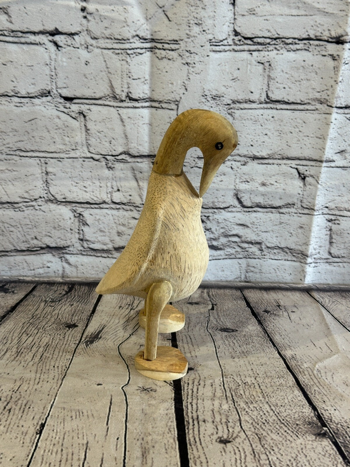 Swan Neck 25cm Tall Wooden Hairy Duckling Baby Duck Bamboo Root Fairtrade