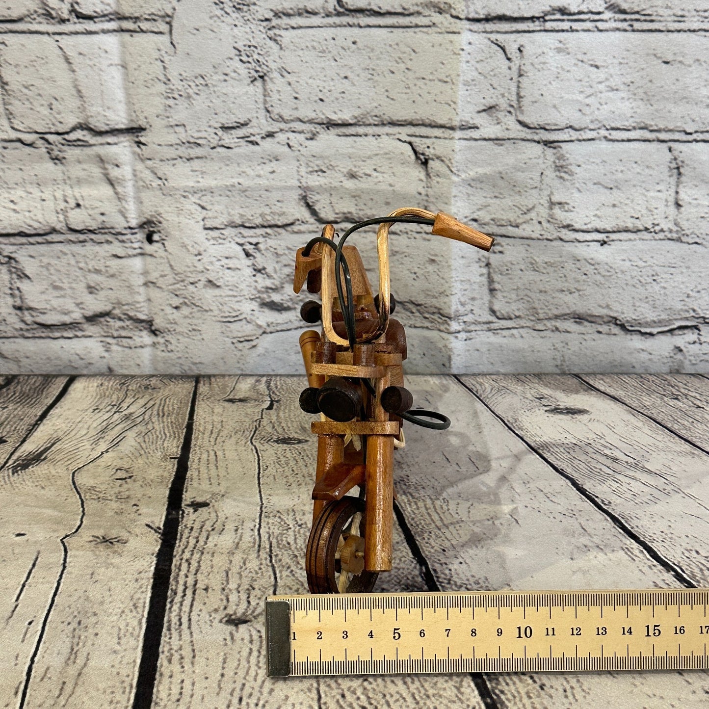 20cm Small Light Wood Motorbike Motorcycle Model Wooden Ornament Decorative Bike