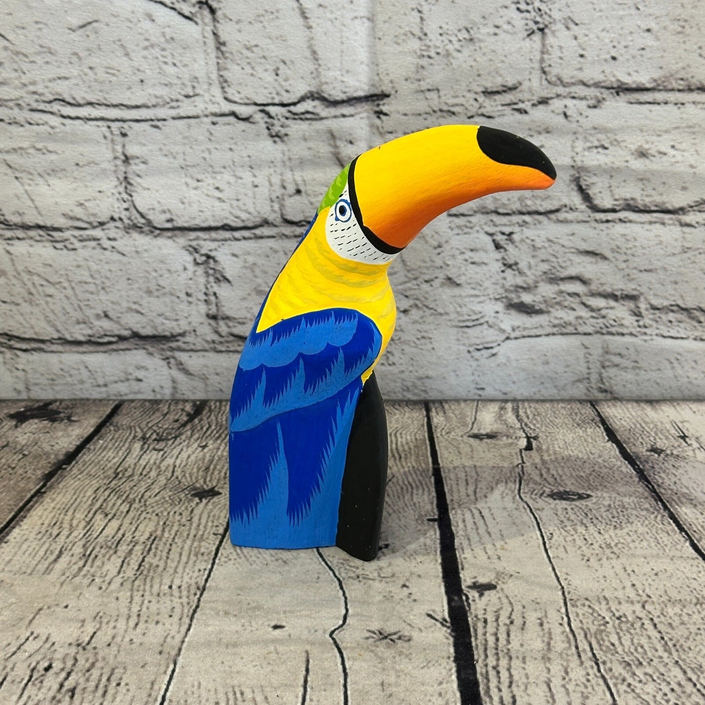 15cm Blue Toucan Bird Ornament Statue Fair Trade Hand Made Carved Wood