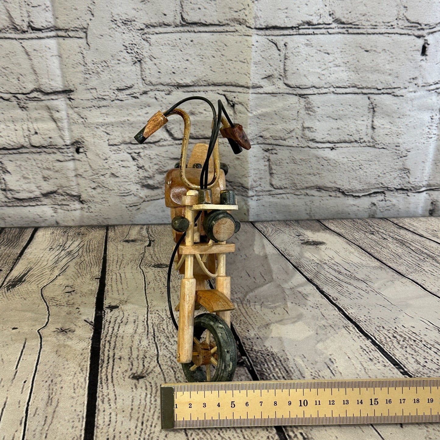 25cm Large Light Wood Motorbike Motorcycle Model Wooden Ornament Decorative Bike