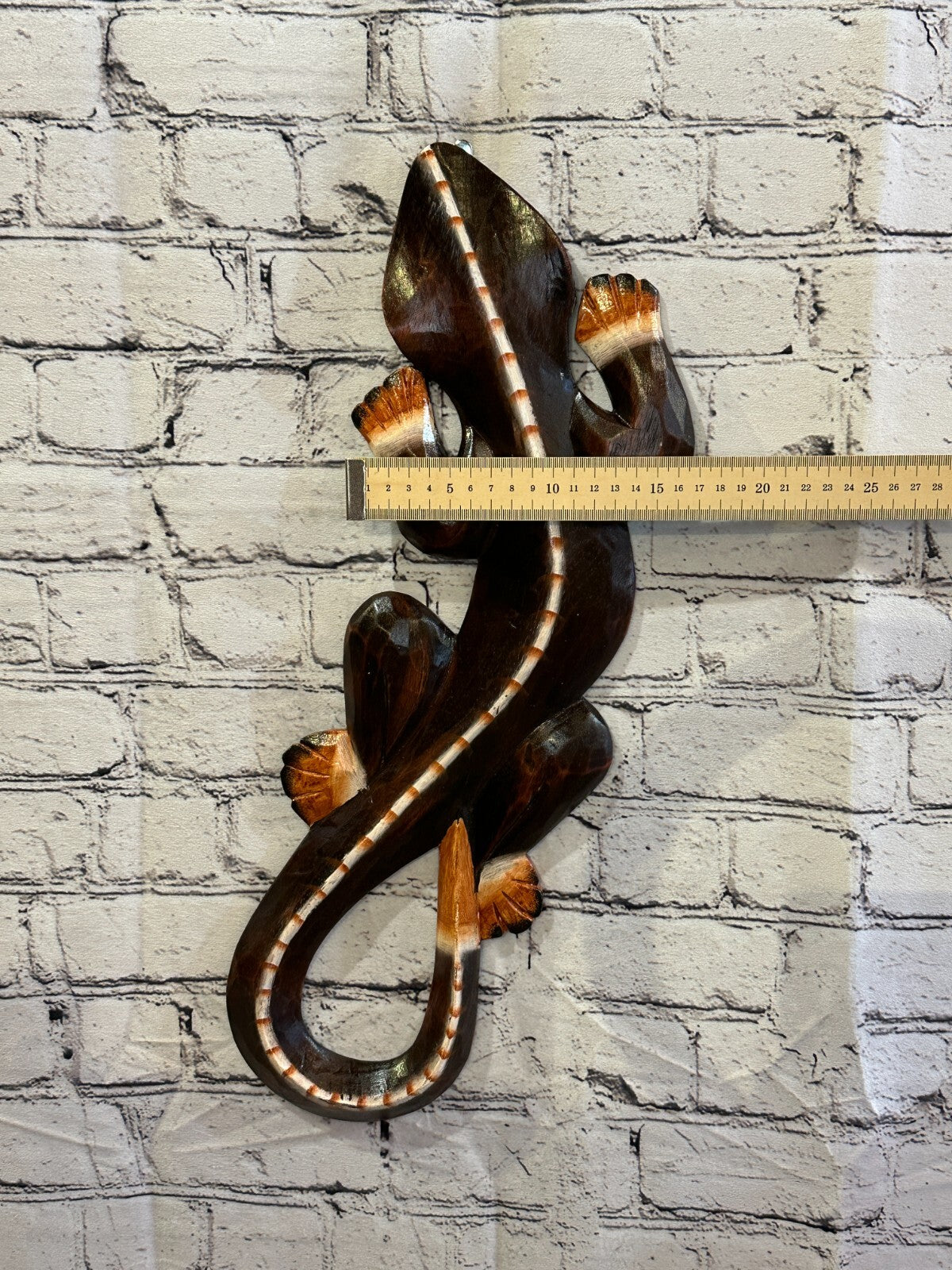 50cm Gecko Lizard Brown Wood Wall Hanging Wooden Ornaments Wood Carving