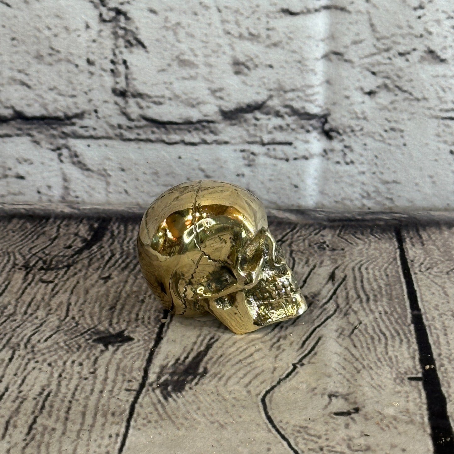5cm x 5cm Antique Bronze Colour Skull Human Head Sculpture Ornament Home Office