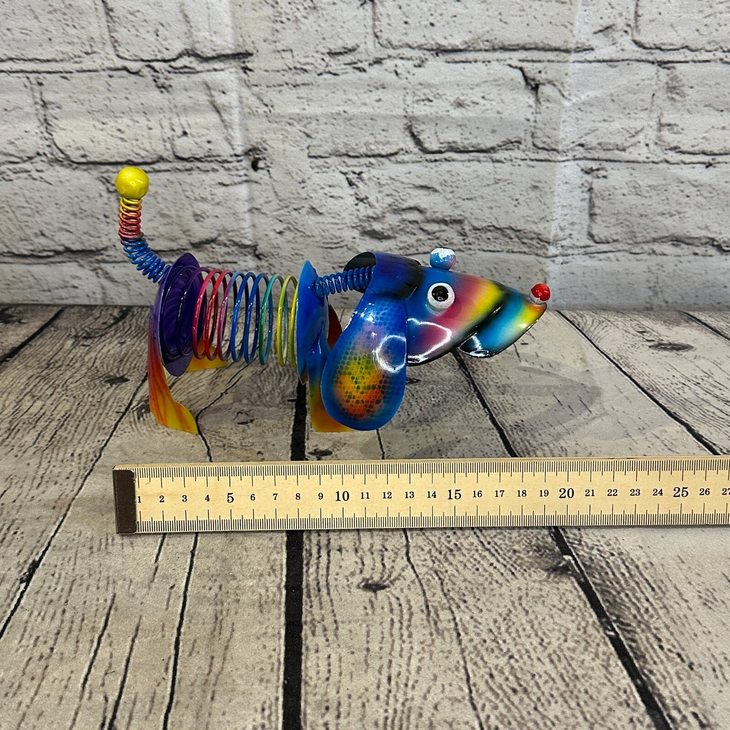 20cm x 15cm Blue Bight Colour Spring Dog Cartoon Ornament Painted Statue