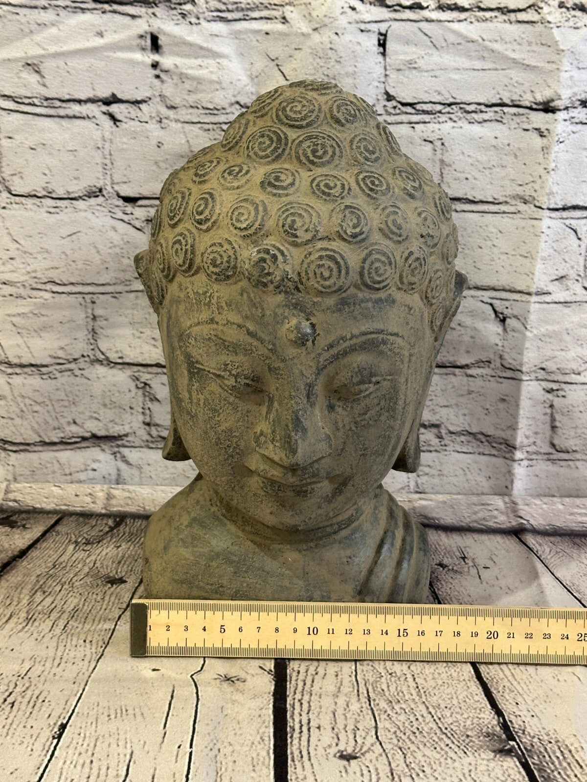 Thai Buddha Head Stone Garden 30cm x 18cm Ornament Outdoor Indoor Statue Hindu