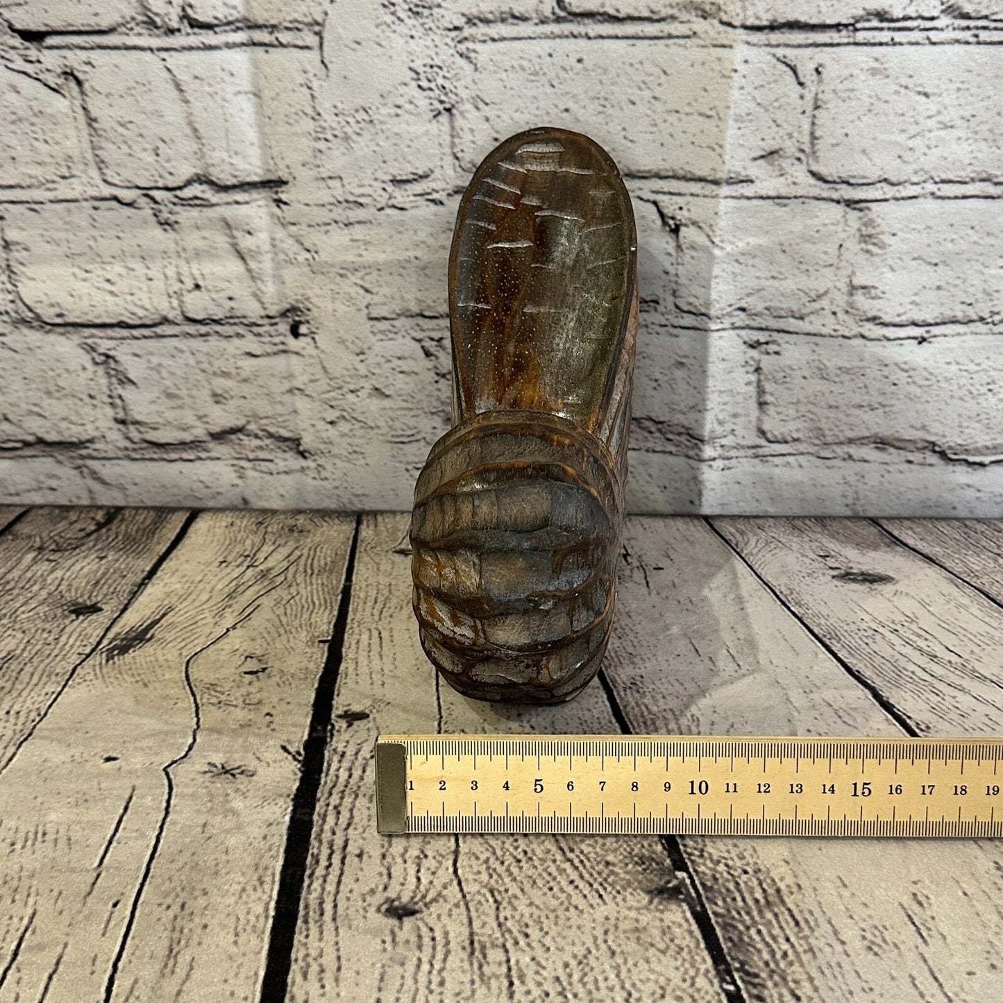18cm Brown Polish Nautilus Shell Ornament Decor Carved Light Wood Parcel Figure