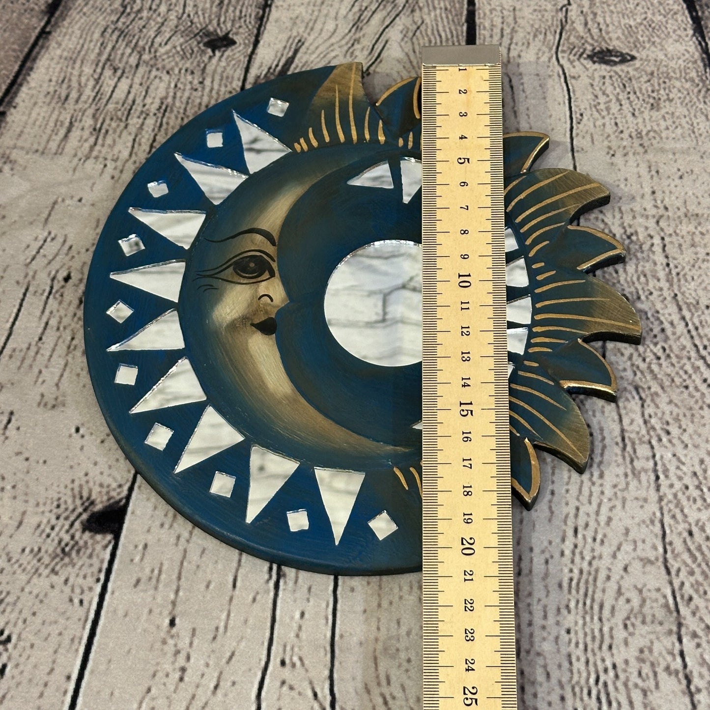 Blue Half Moon Mosaic Tile Wall Mirror 20cm x 20cm 8 Inches Handmade Fairtrade