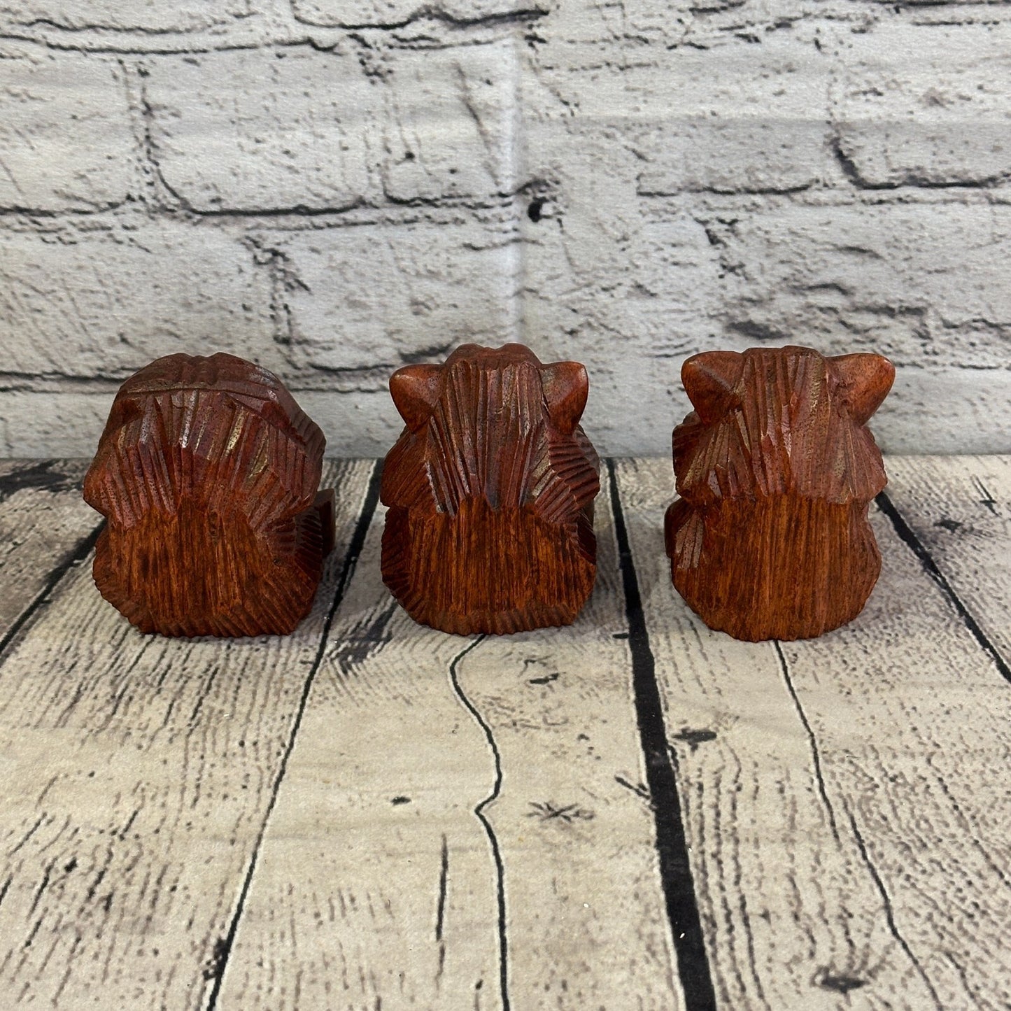 8cm Tall Wooden 3 Wise Monkeys Figure Hear No Evil See No Evil Speak No Evil