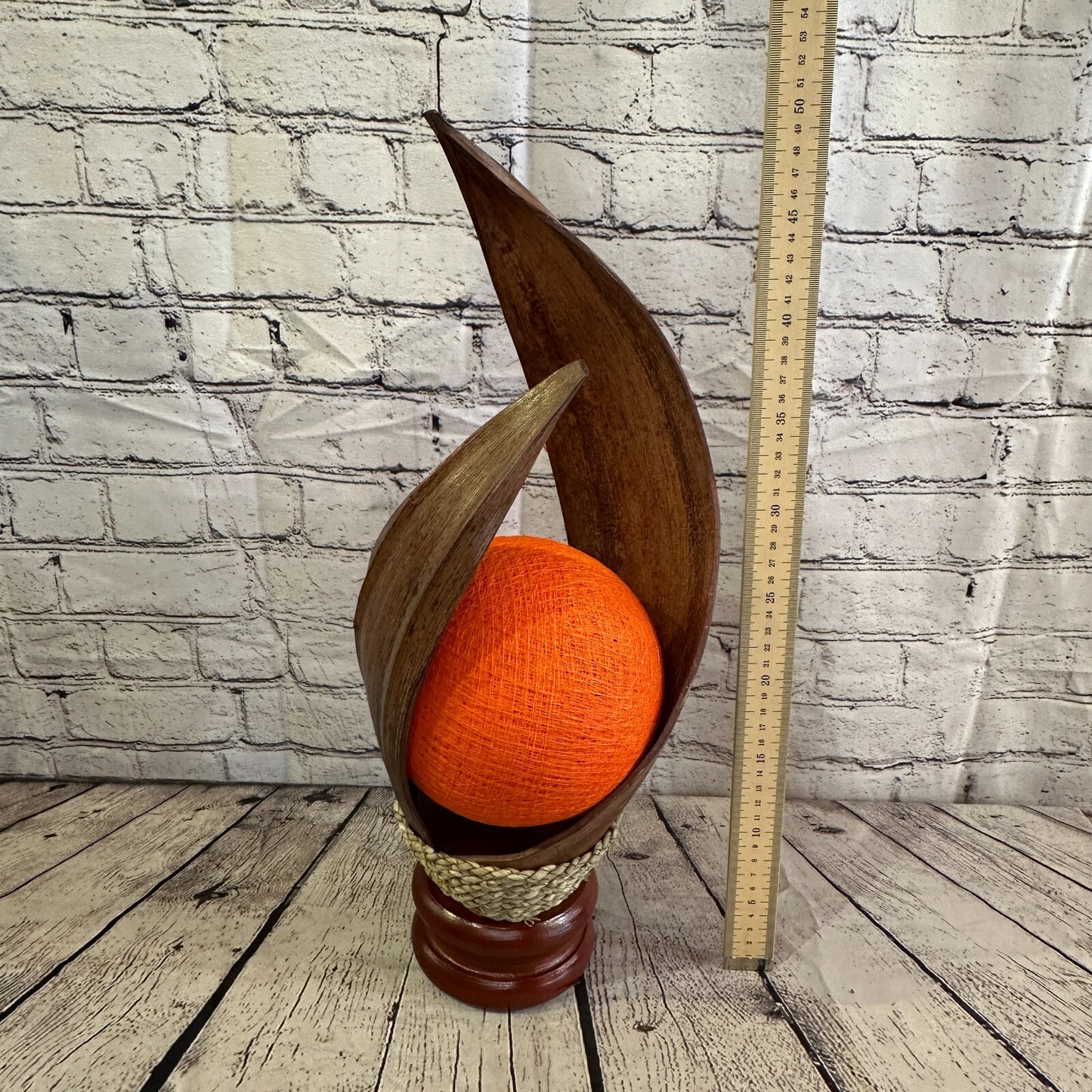 Orange Light Brown Natural 55cm Tall Leaf Lamp Twist LED UK Mains Plug Design 2