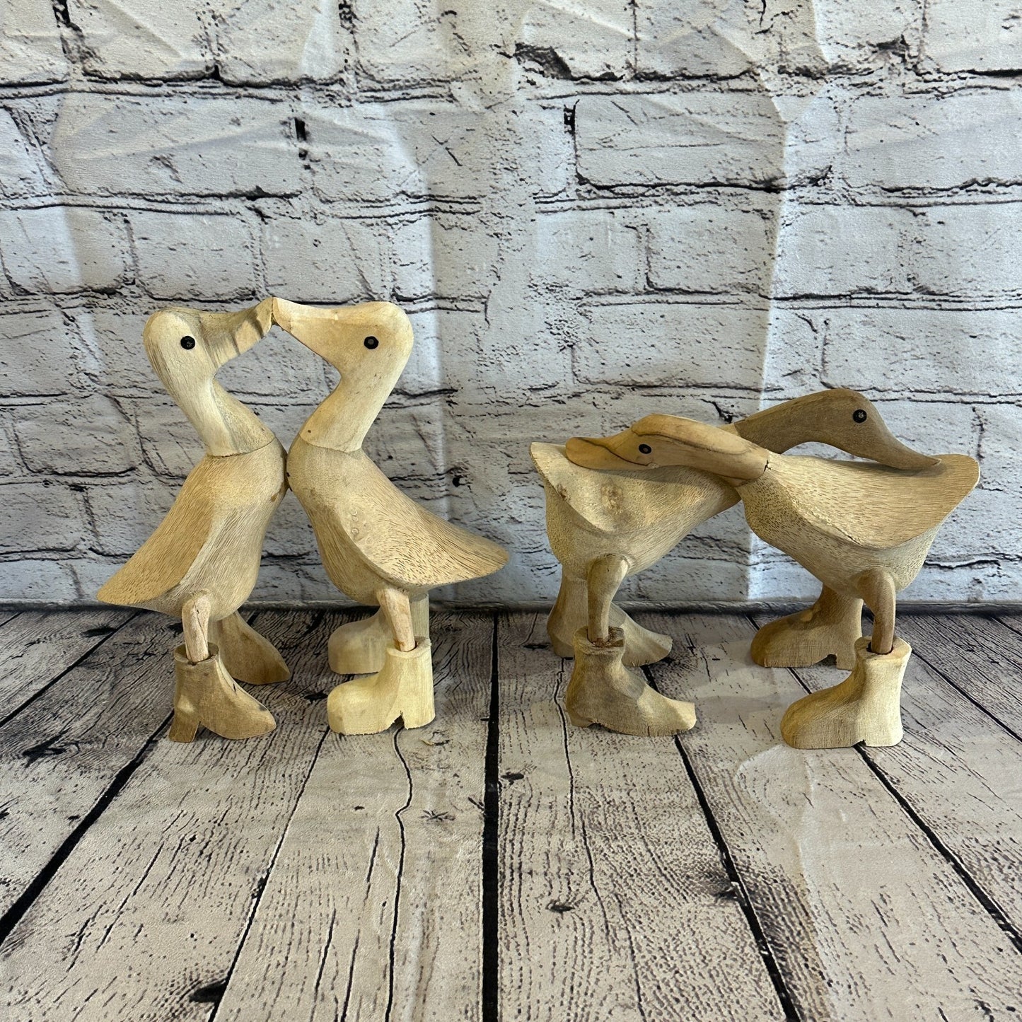 Hugging Ducks 20cm Tall Wooden Hairy Duckling Baby Duck Bamboo Root Fairtrade