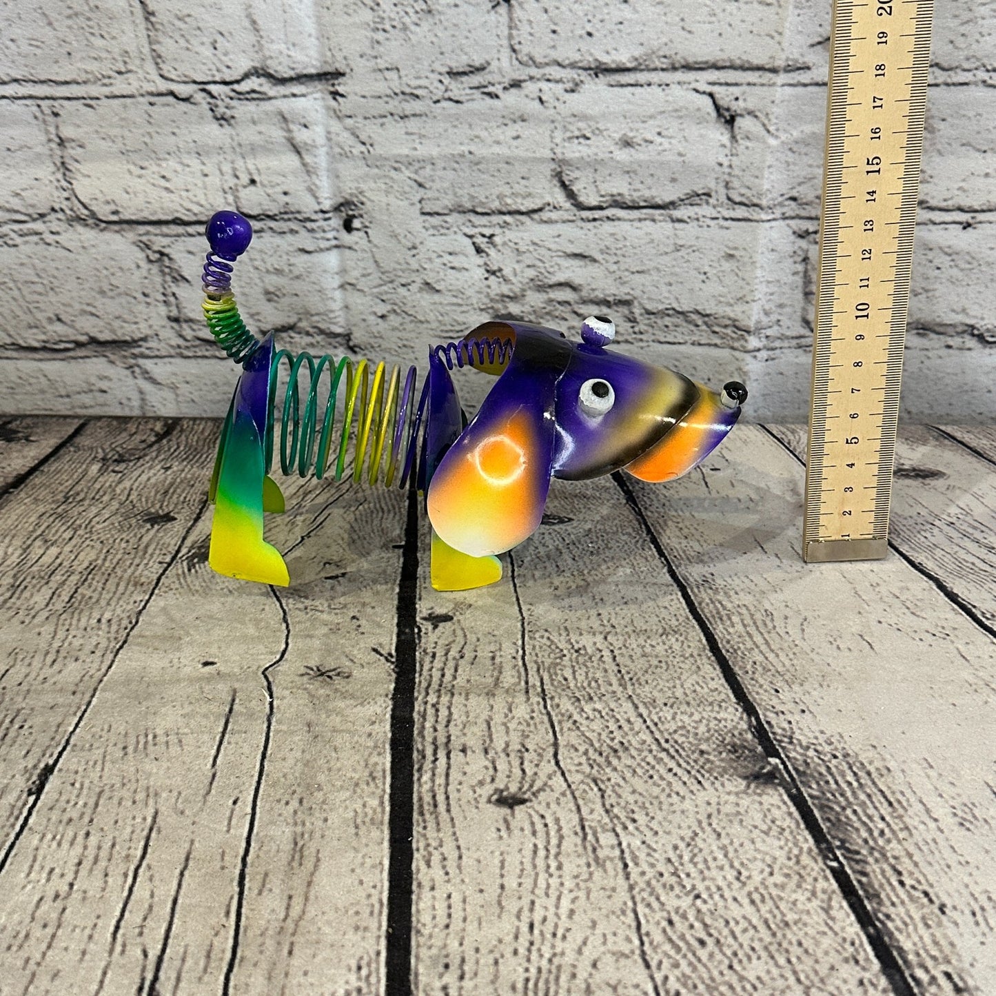 20cm x 15cm Purple Bight Colour Spring Dog Cartoon Ornament Painted Statue