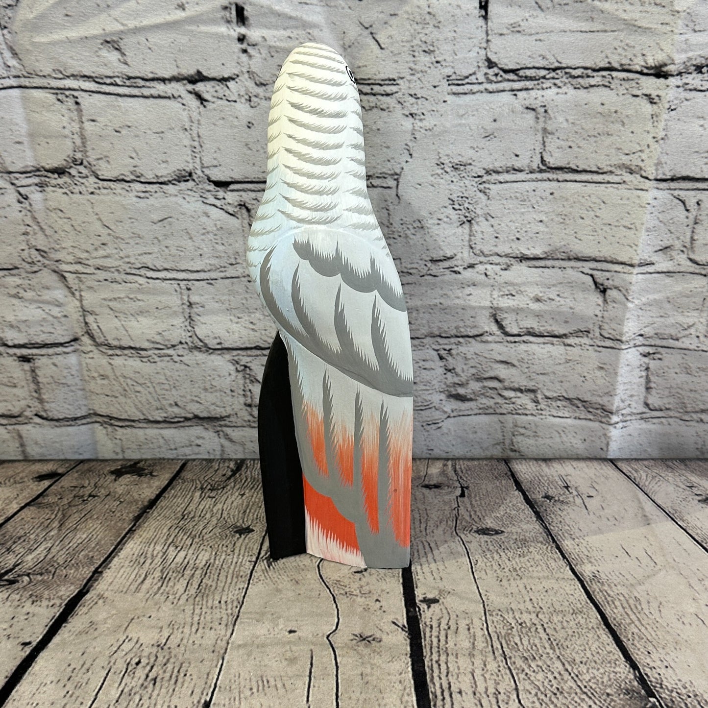 30cm Grey Parrot Bird Ornament Statue Fair Trade Hand Made Carved Wood