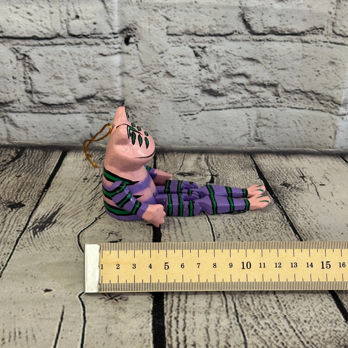 10cm Purple Frog Sitting Animal, Wooden Shelf Ornament Handmade and Fairtrade