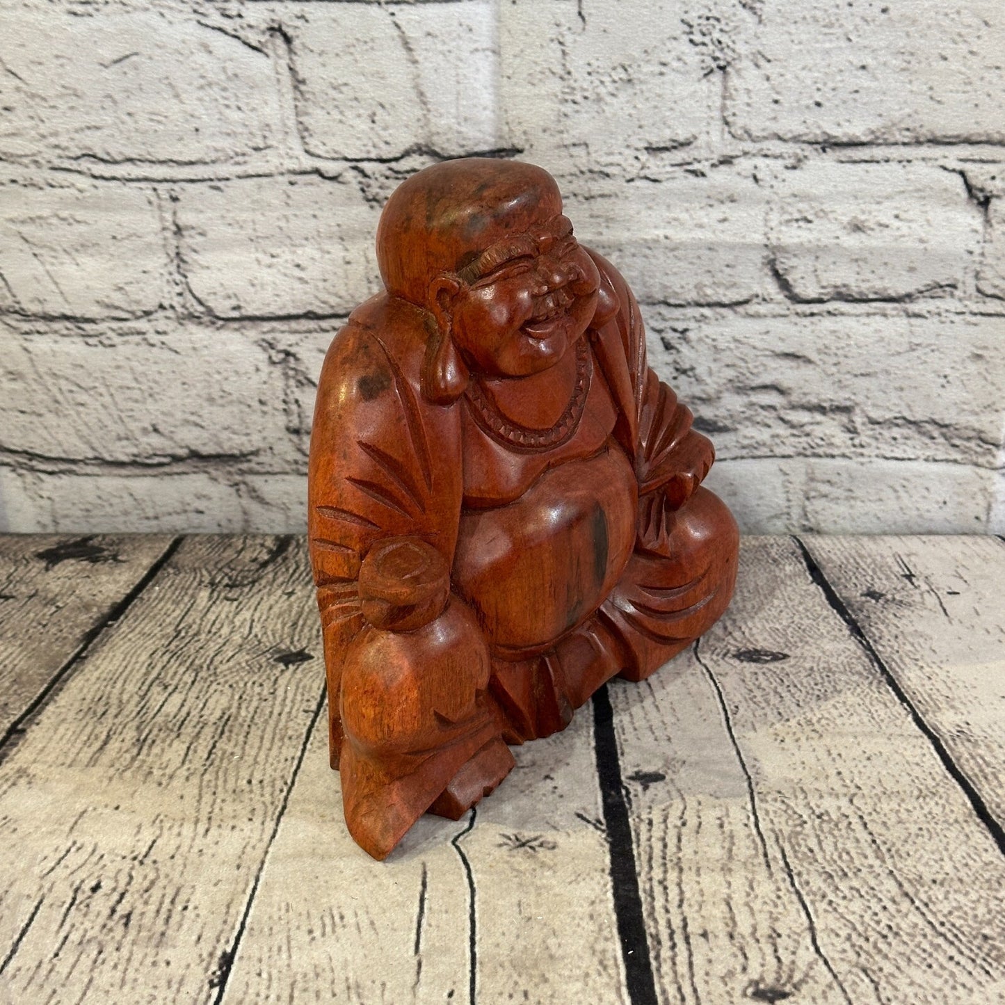 18cm Wooden Seated Buddha Meditation Meditation Serenity Hand Carved Fair Trade