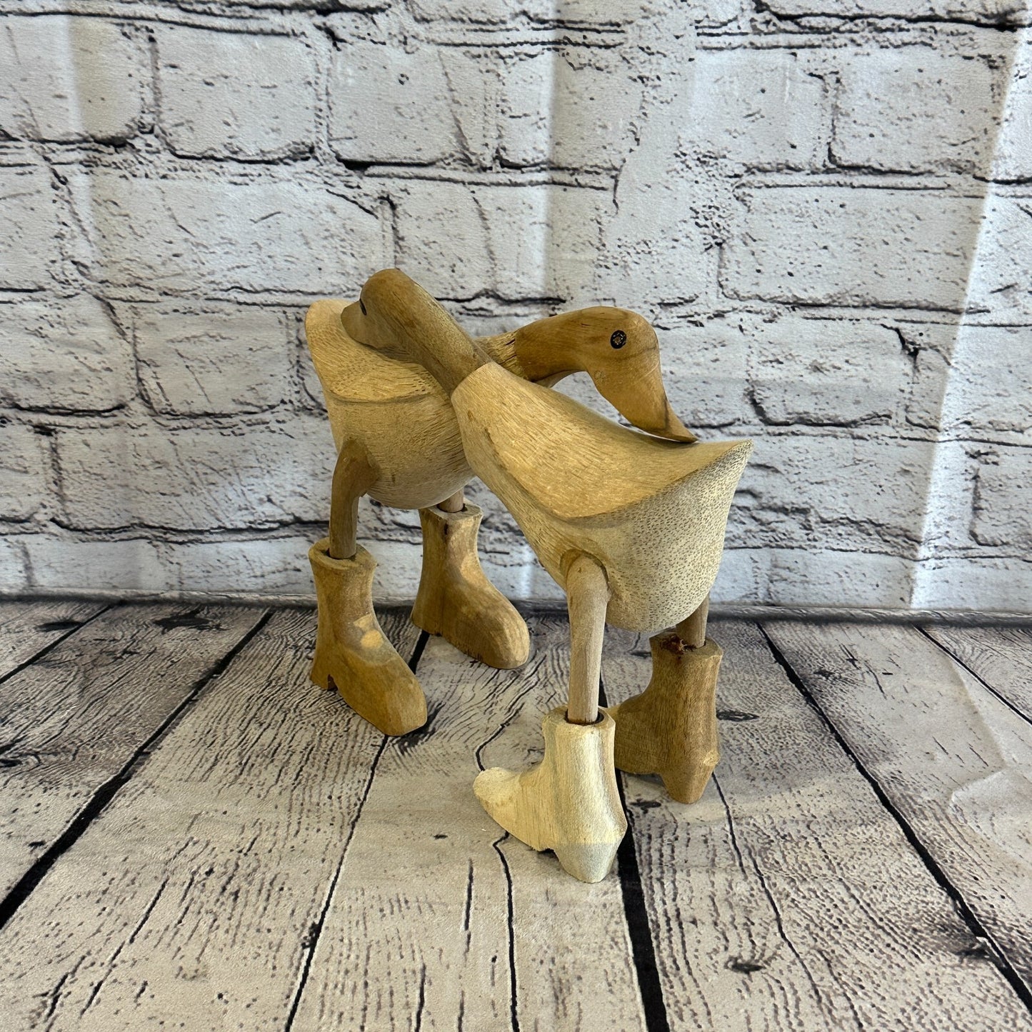 Hugging Ducks 20cm Tall Wooden Hairy Duckling Baby Duck Bamboo Root Fairtrade