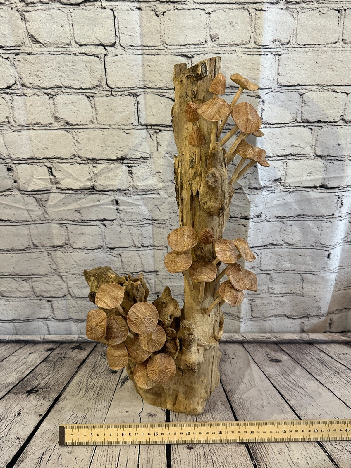55cm Tall Mushrooms Cluster Parasite Ornament Natural Carving Fairtrade Wooden