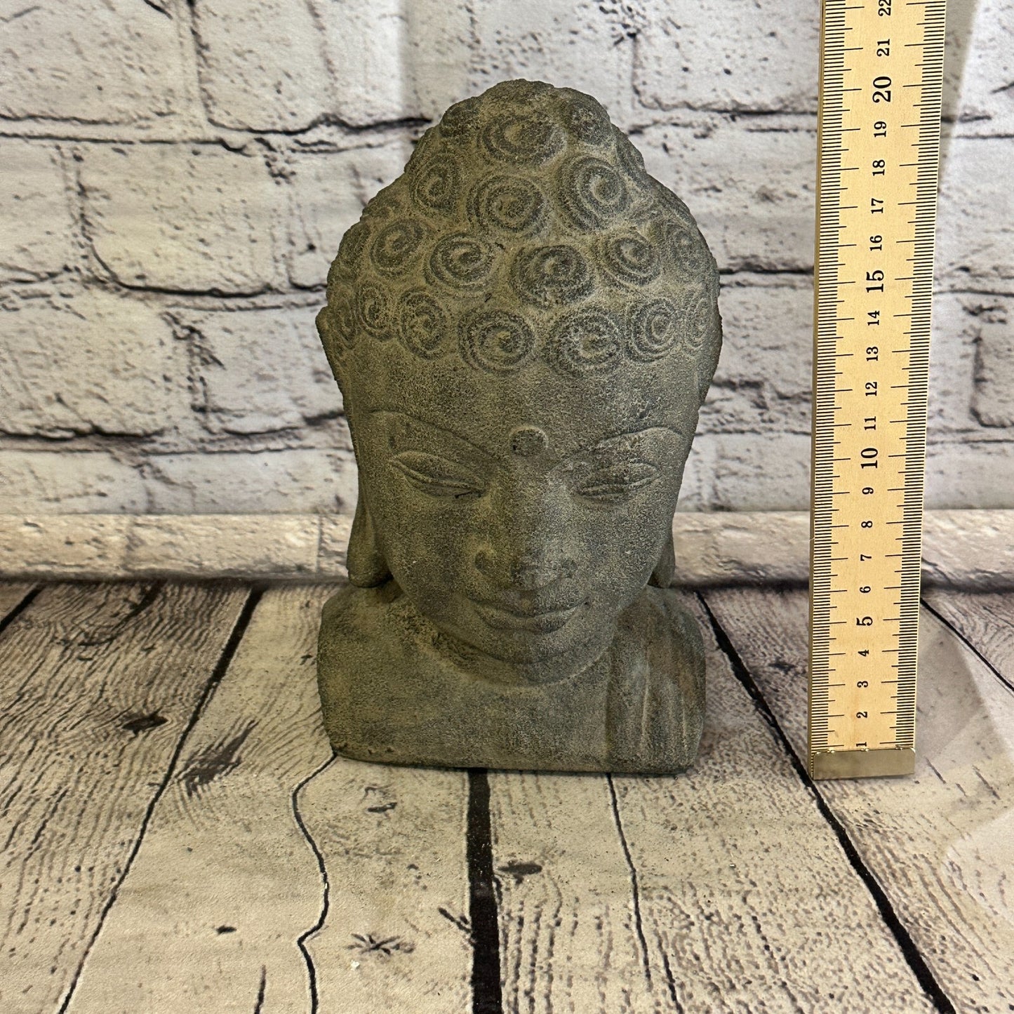 Thai Buddha Head Stone Garden 20cm x 12cm Ornament Outdoor Indoor Statue Hindu