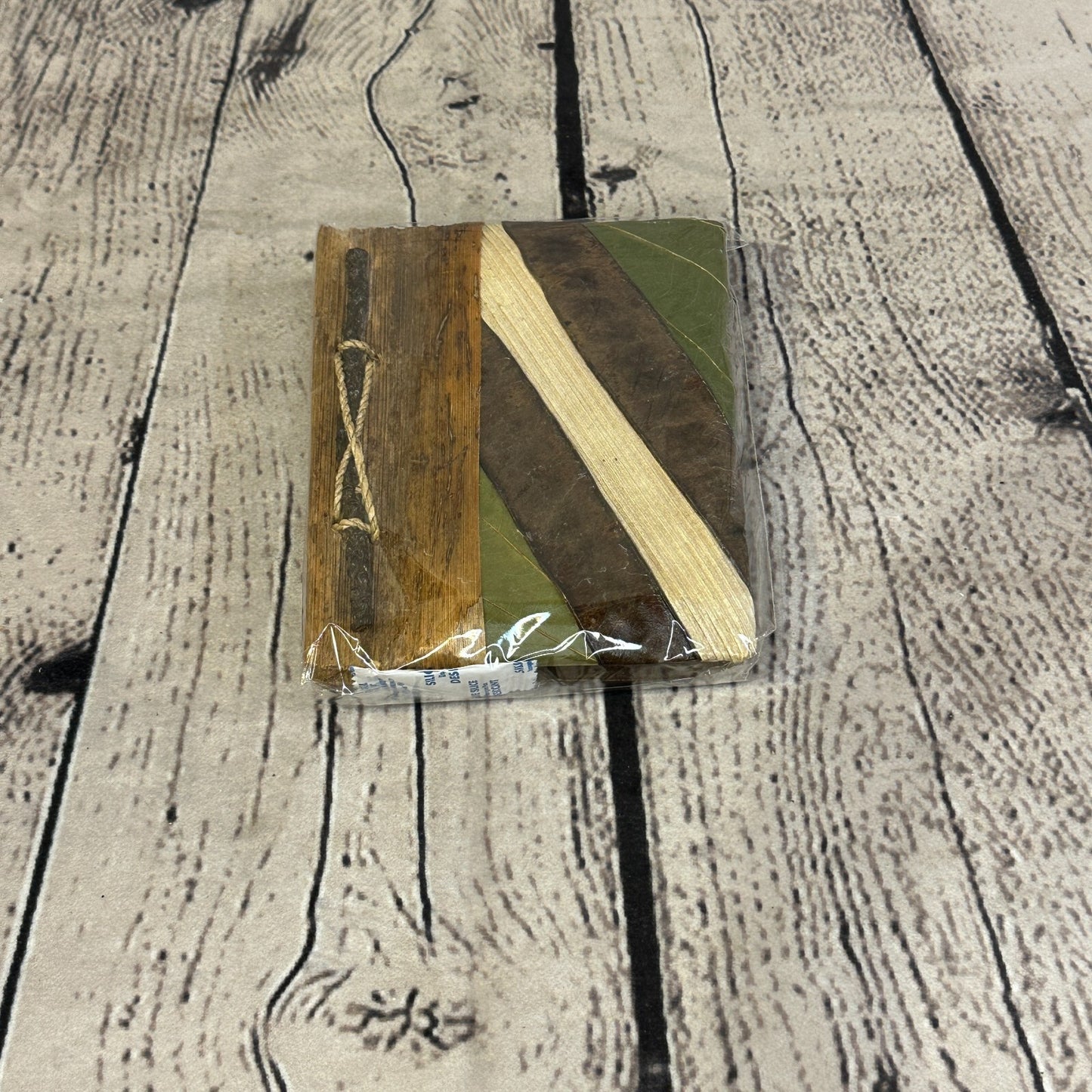 Natural Leaf Note Book 12cm x 10cm With Paper Made From Bamboo Pulp Design 7