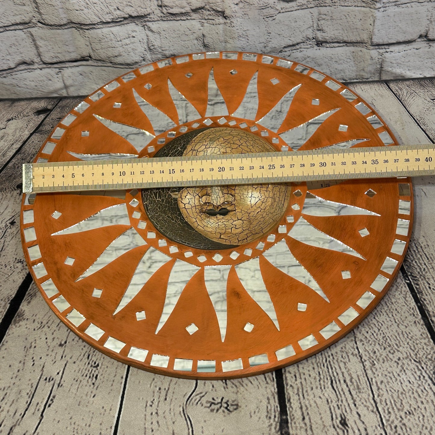Sun Moon Face Mosaic Tile Wall Mirror 40cm x 40cm 16 Inches Handmade Fairtrade