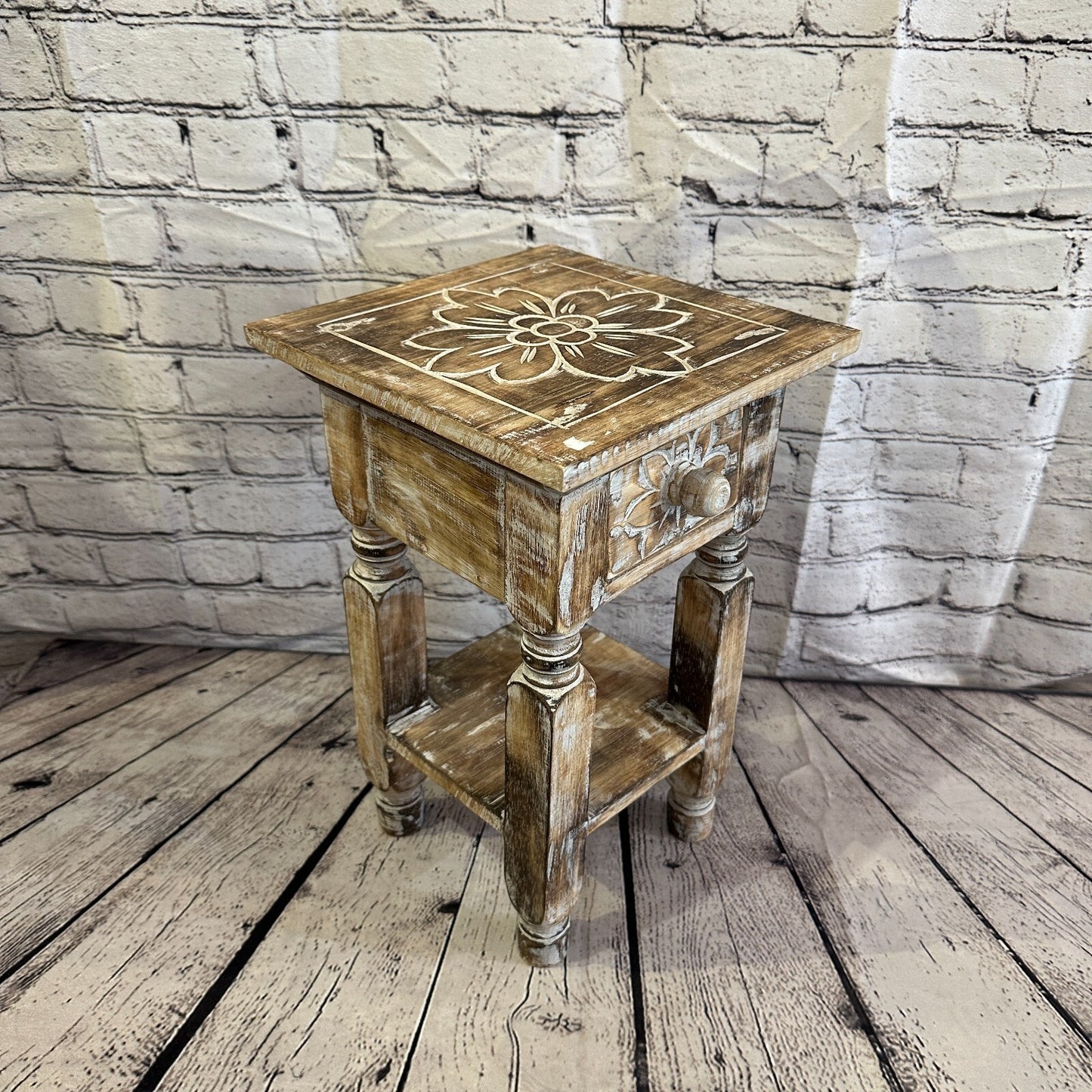 40cm x 25cm Brown 1 Draw Wooden Side Cabinet Living Hallway Storage Furniture