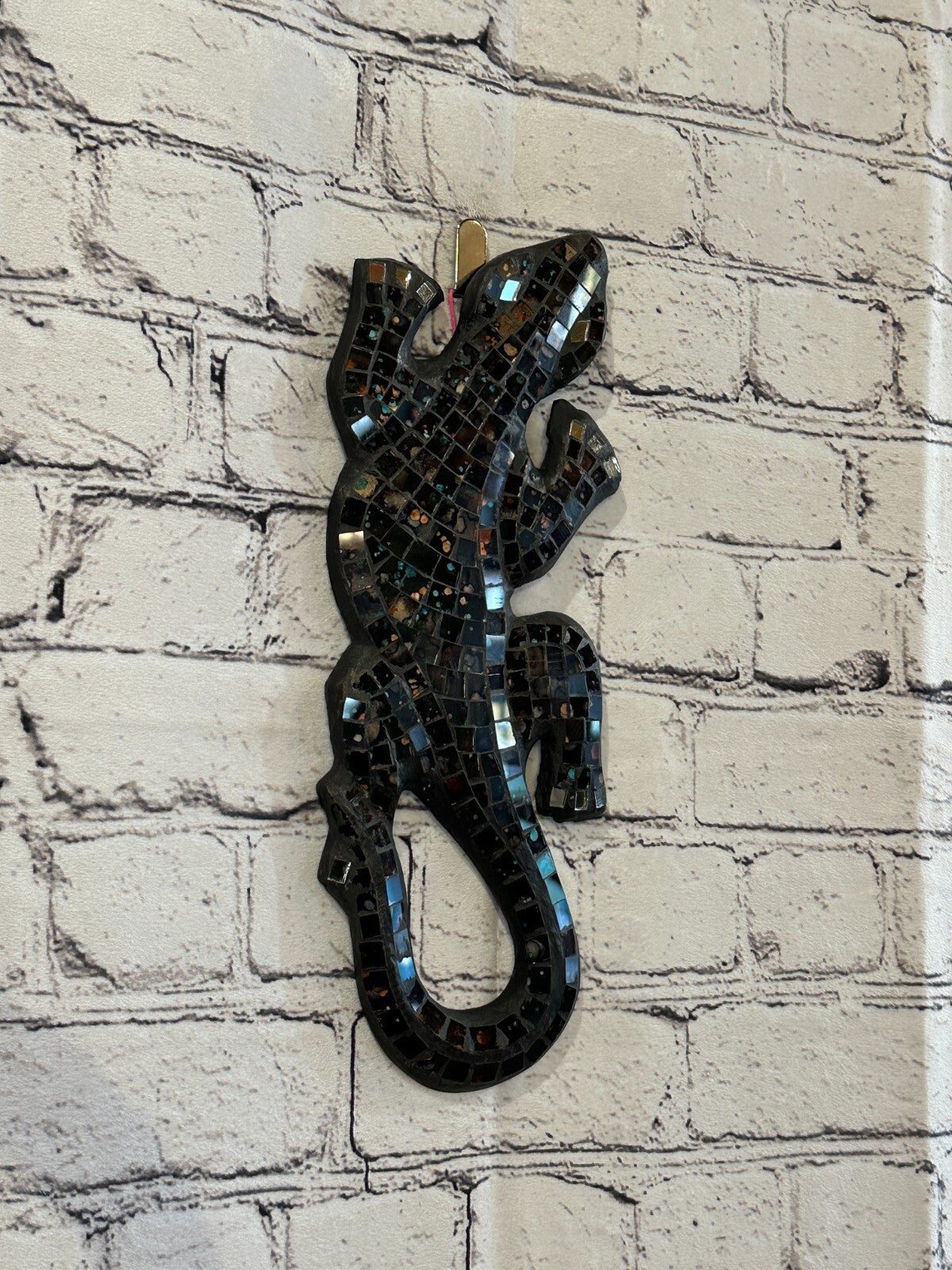 30cm Gecko Black Mosaic Wall Hanging Wooden Ornaments Wood Carving