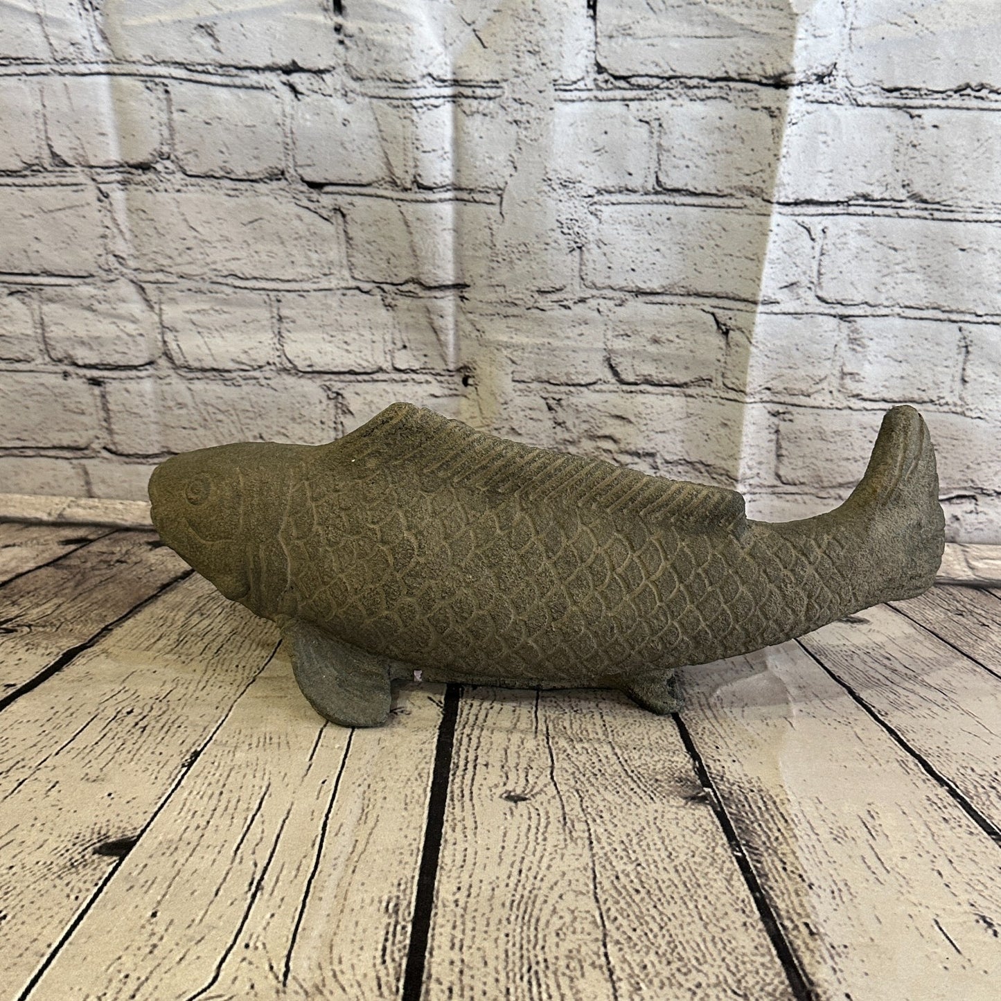 Koi Fish Carp Stone Garden 40cm x 15cm Ornament Outdoor Indoor Statue Hindu