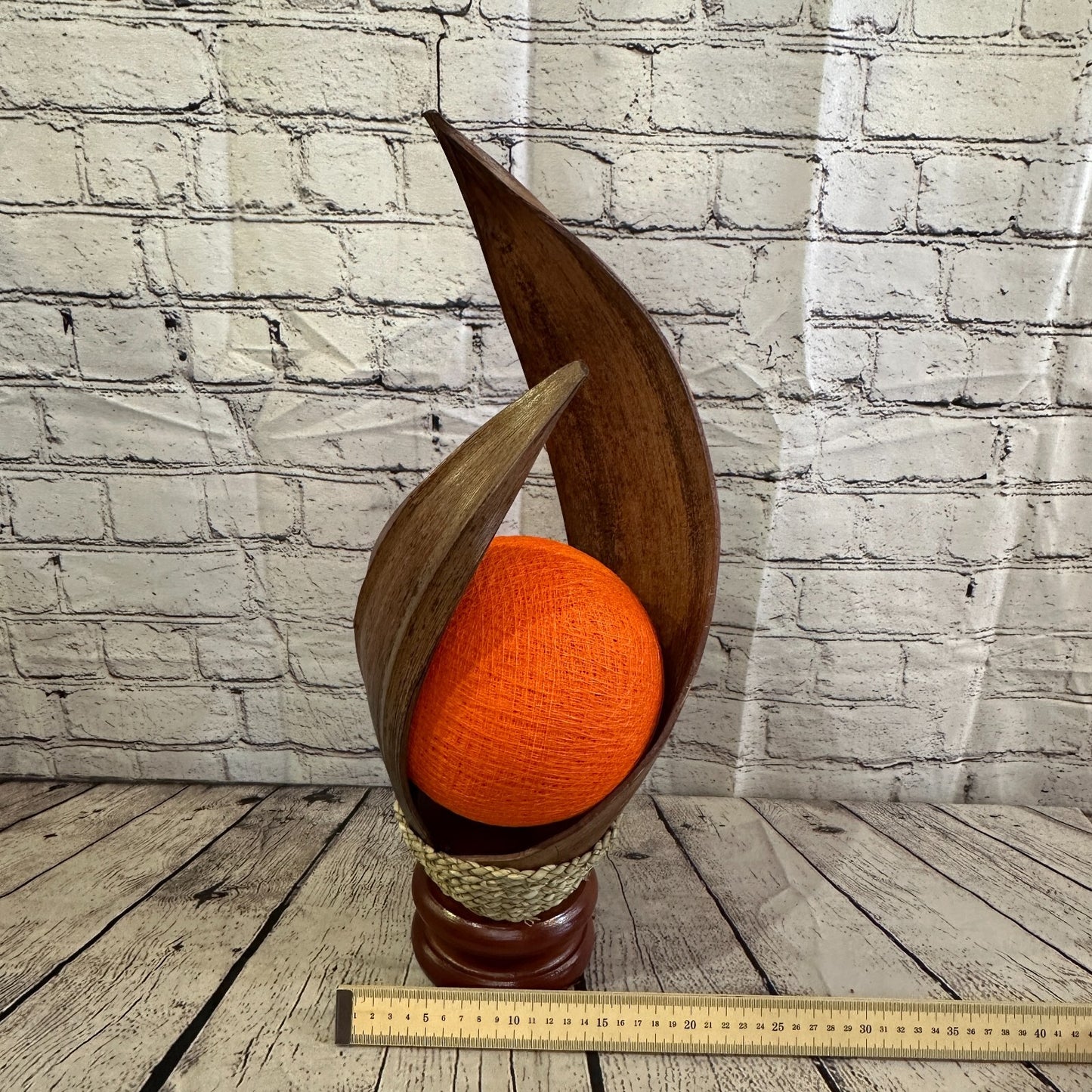 Orange Light Brown Natural 55cm Tall Leaf Lamp Twist LED UK Mains Plug Design 2