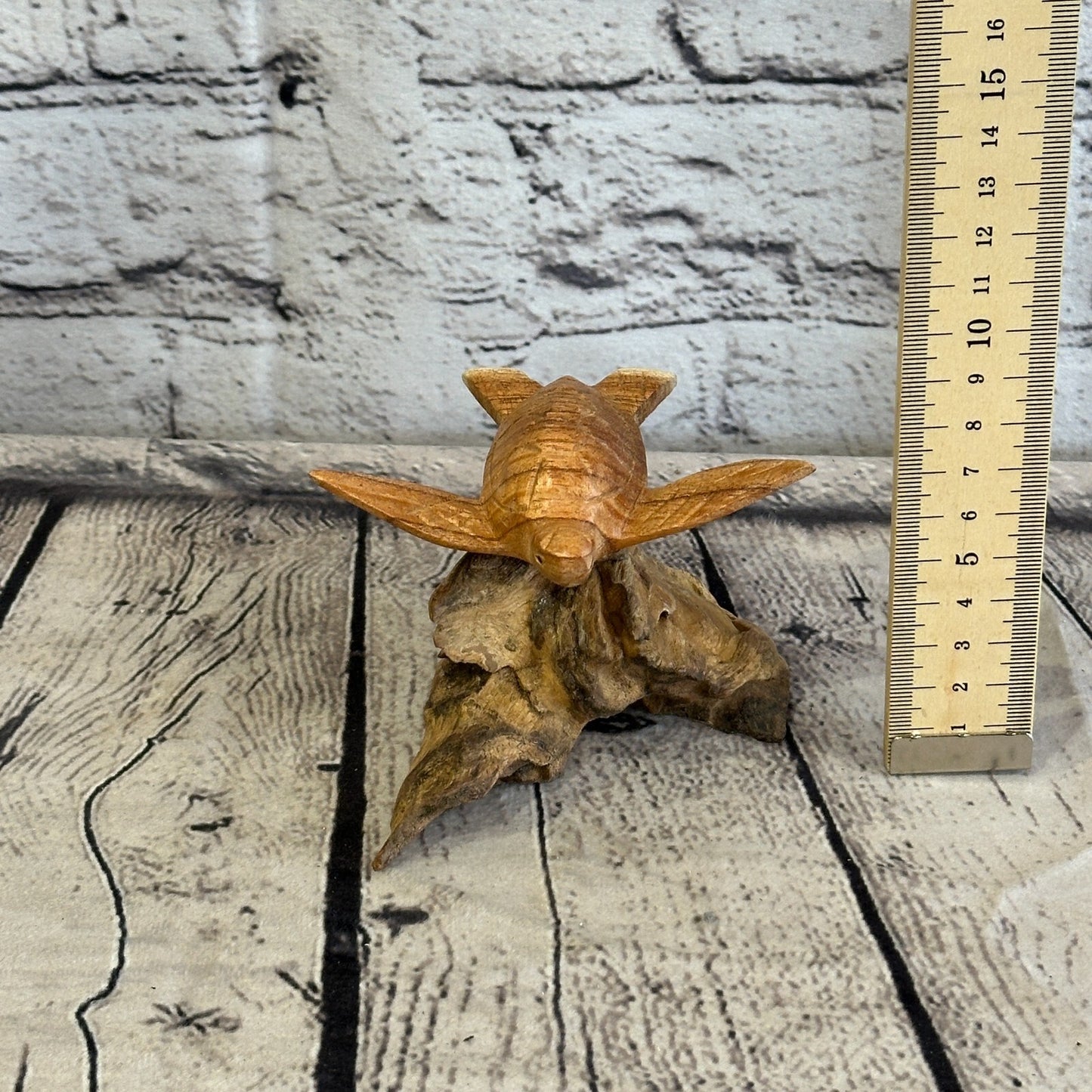 10cm Single Turtle Mushroom Parasite Ornament Natural Carving Fairtrade Wooden
