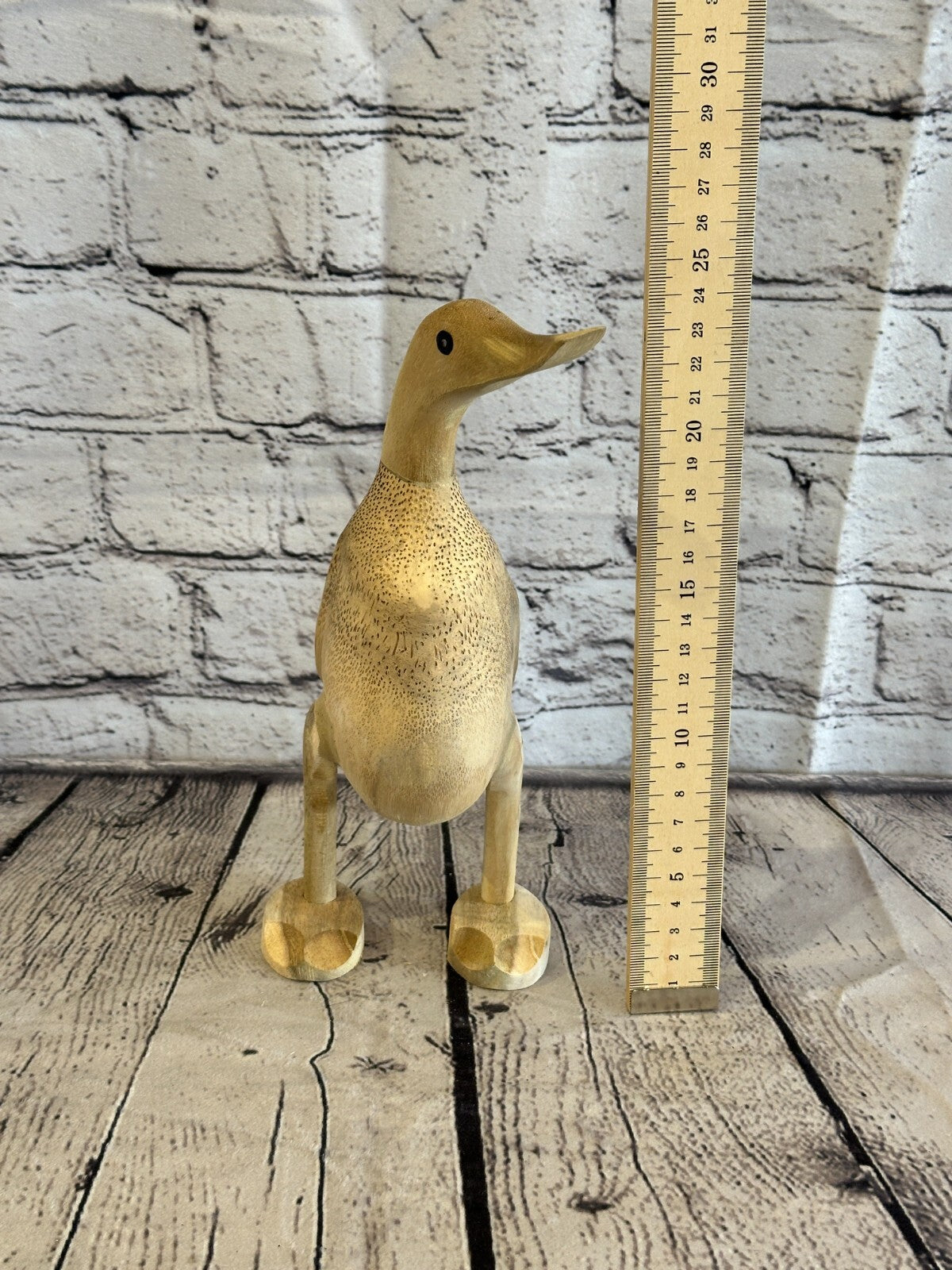 Looking Left 25cm Tall Wooden Hairy Duckling Baby Duck Bamboo Root Fairtrade