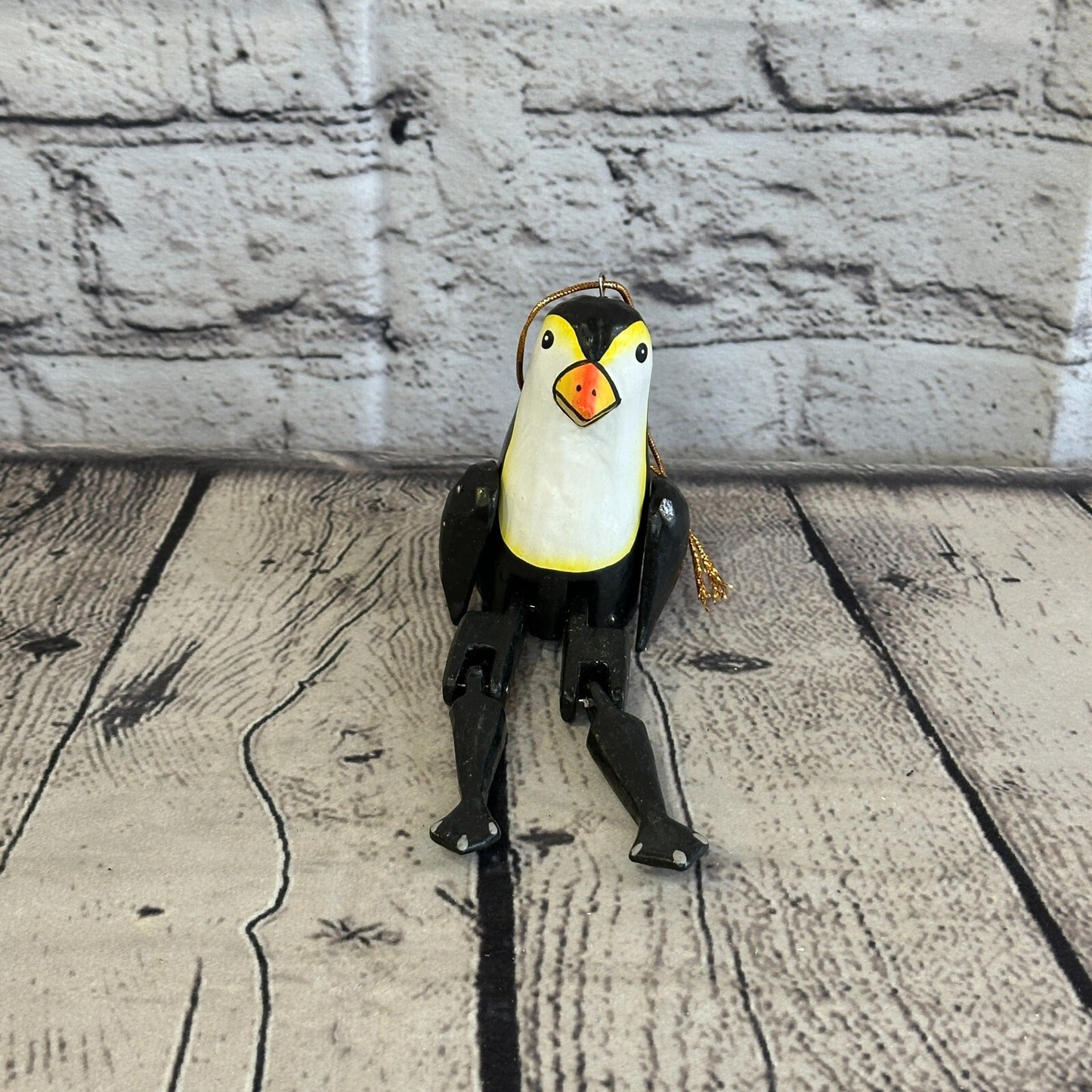 10cm Penguin Sitting Animal, Wooden Shelf Ornament Handmade and Fairtrade