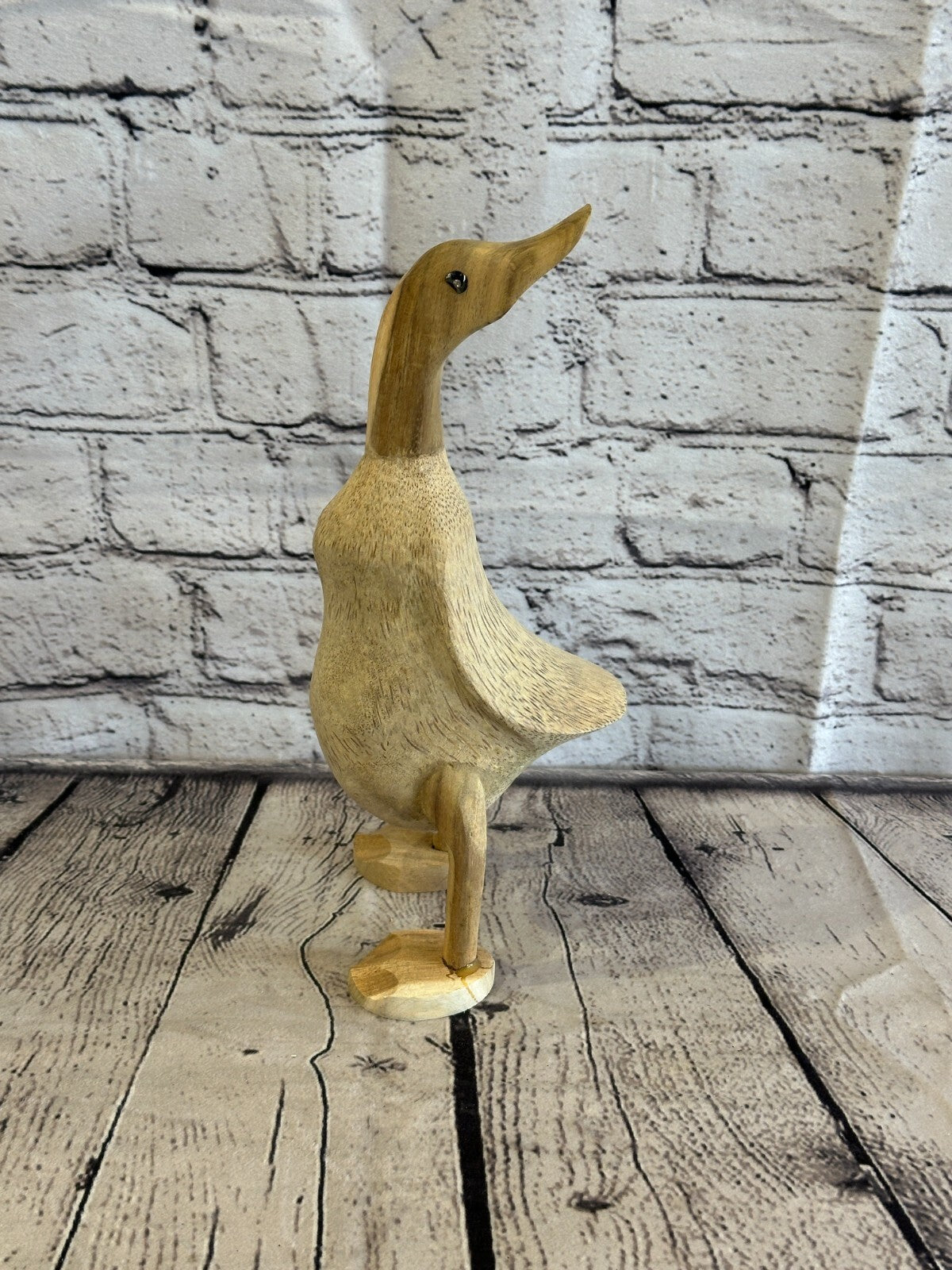 Looking Back 25cm Tall Wooden Hairy Duckling Baby Duck Bamboo Root Fairtrade
