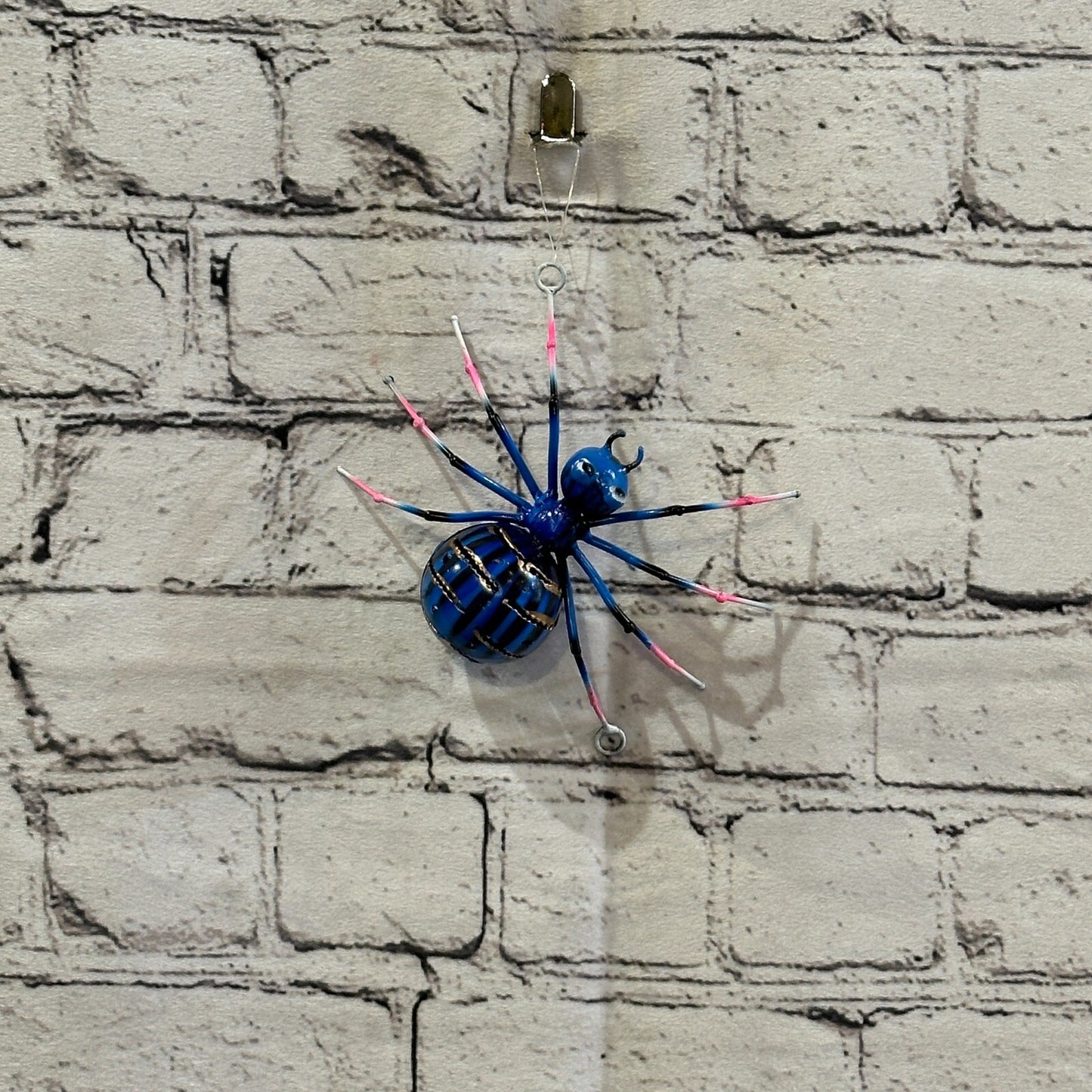 12cm x 8cm Blue Spider Bug Metal Tin Wall Hanging Ornament Painted Statue