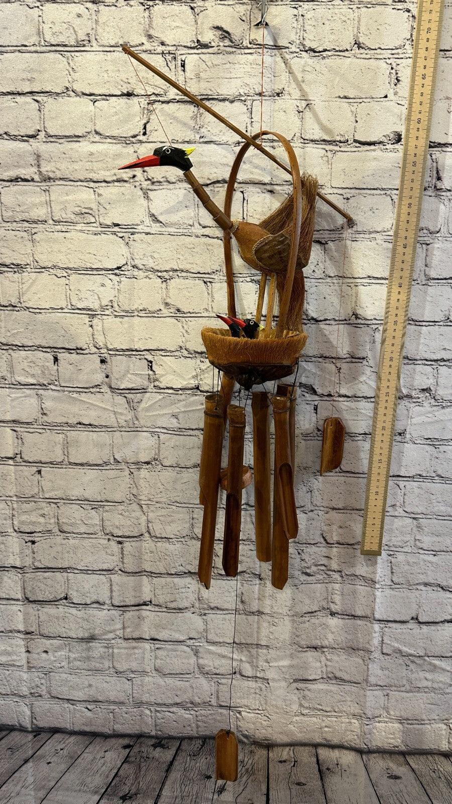 Bird Nest With Chimes Bamboo Windchime 60cm Garden Gift Summer Handmade Chimes