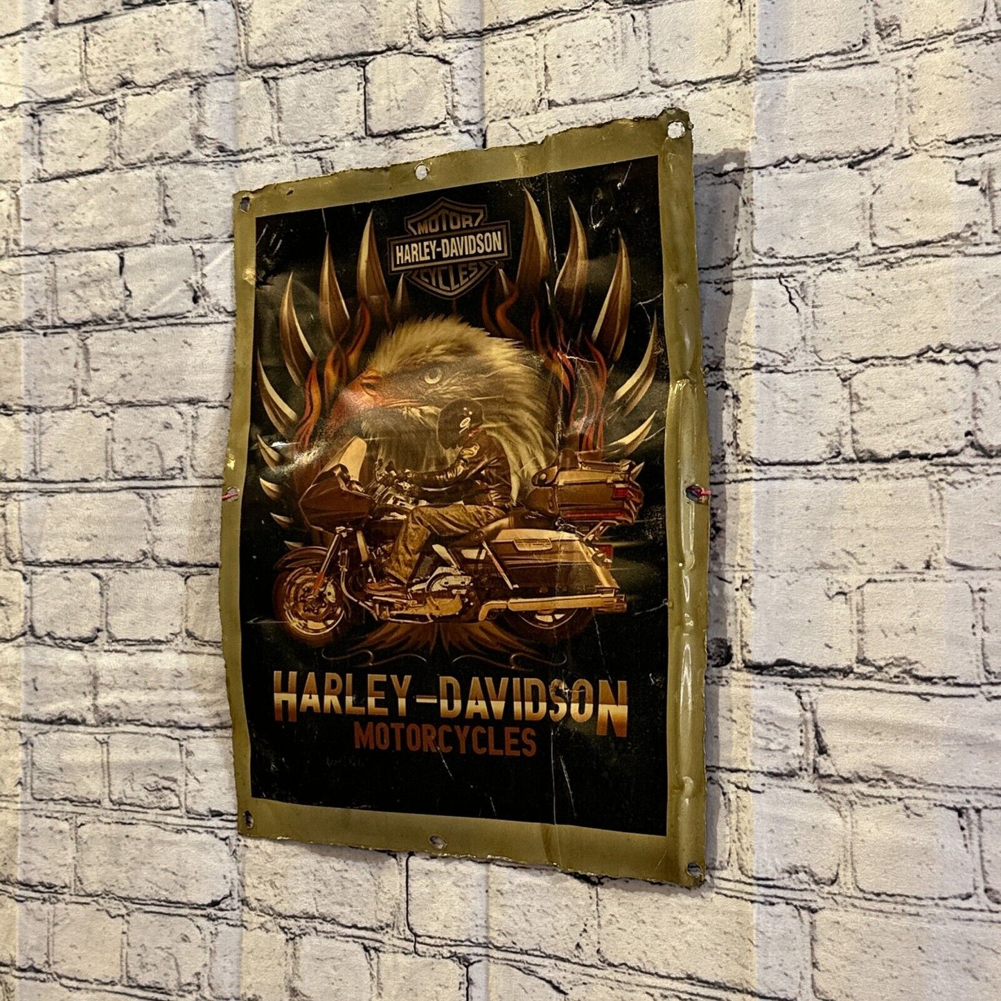 Harley Davidson Eagle Bike Advert Wall Plaque 42cm x 36cm Vintage Retro Tin Sign