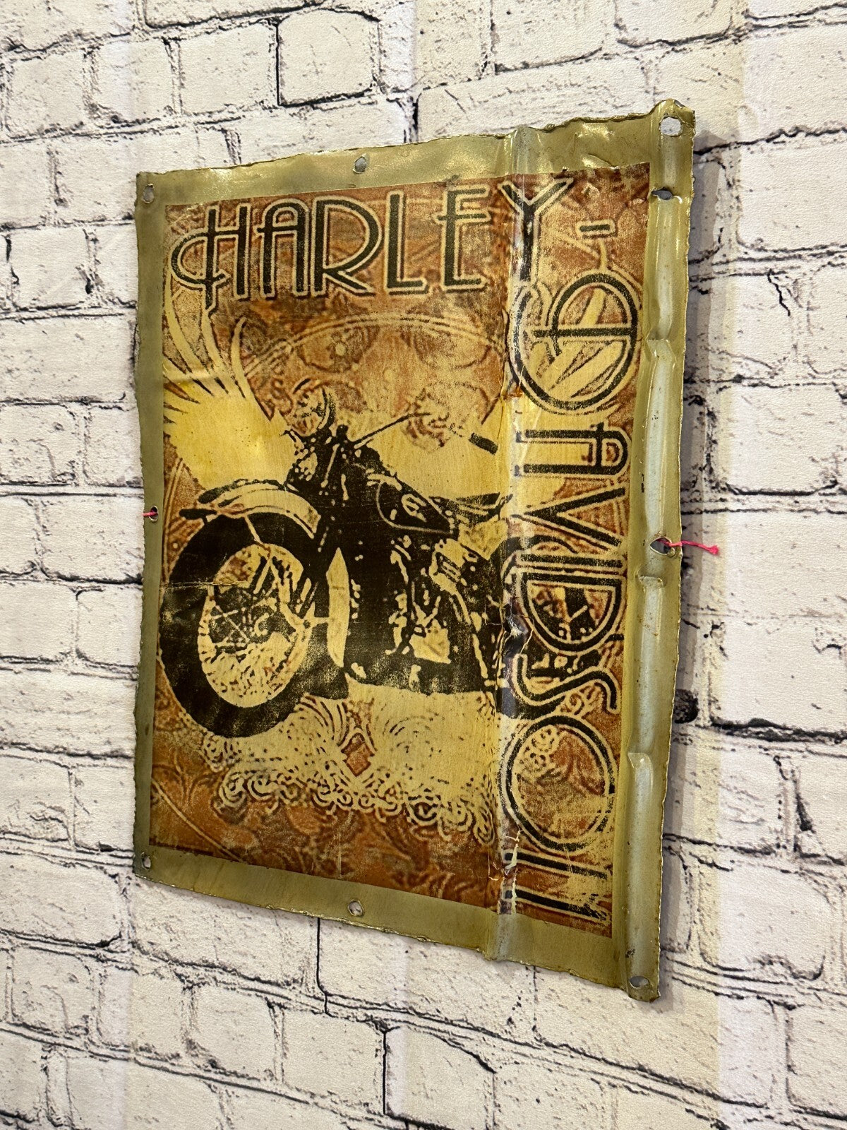 Motorbike Harley Davidson Advert Wall Plaque 42cm x 36cm Vintage Retro Tin Sign