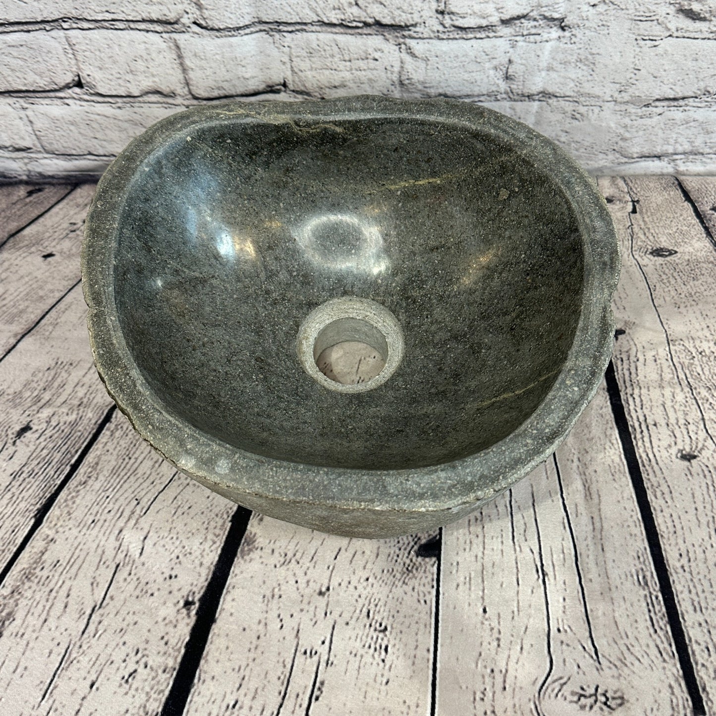 27cm x 24cm River Stone Sink Basin Bowl Natural for Bathroom Washroom Oval No 21