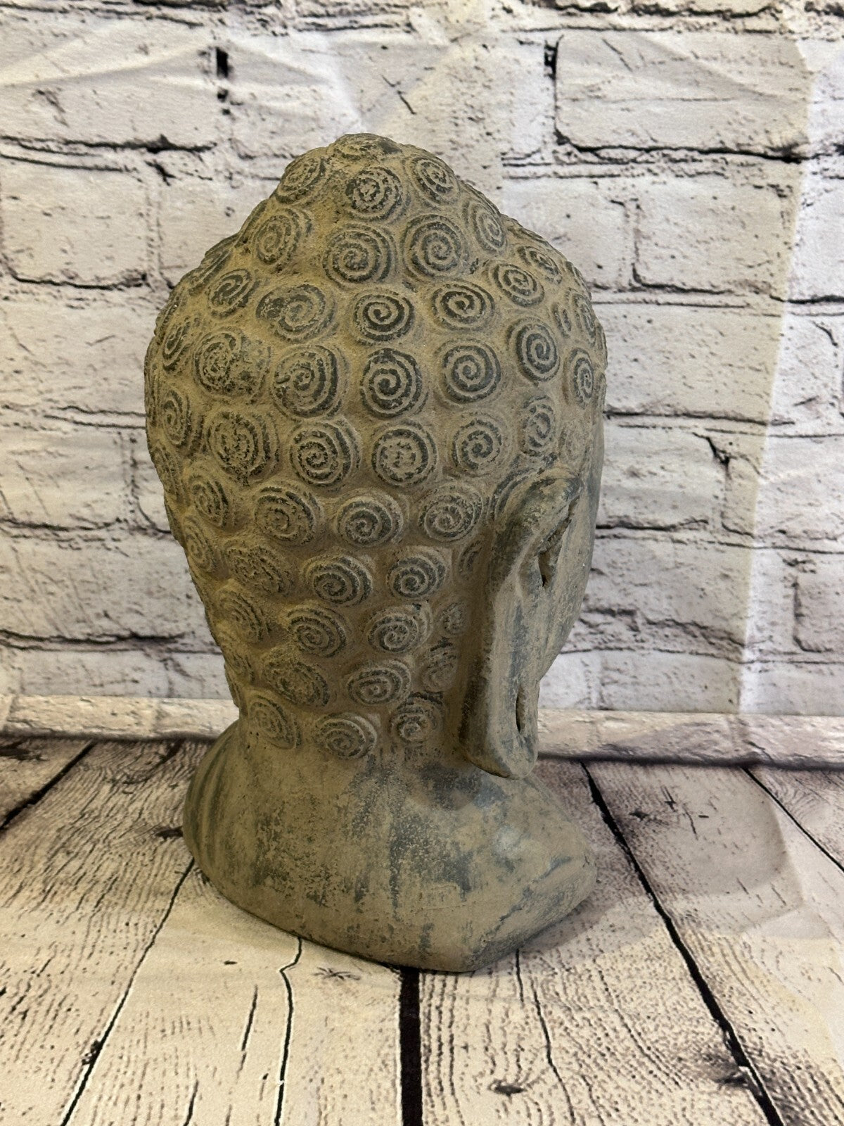 Thai Buddha Head Stone Garden 30cm x 18cm Ornament Outdoor Indoor Statue Hindu