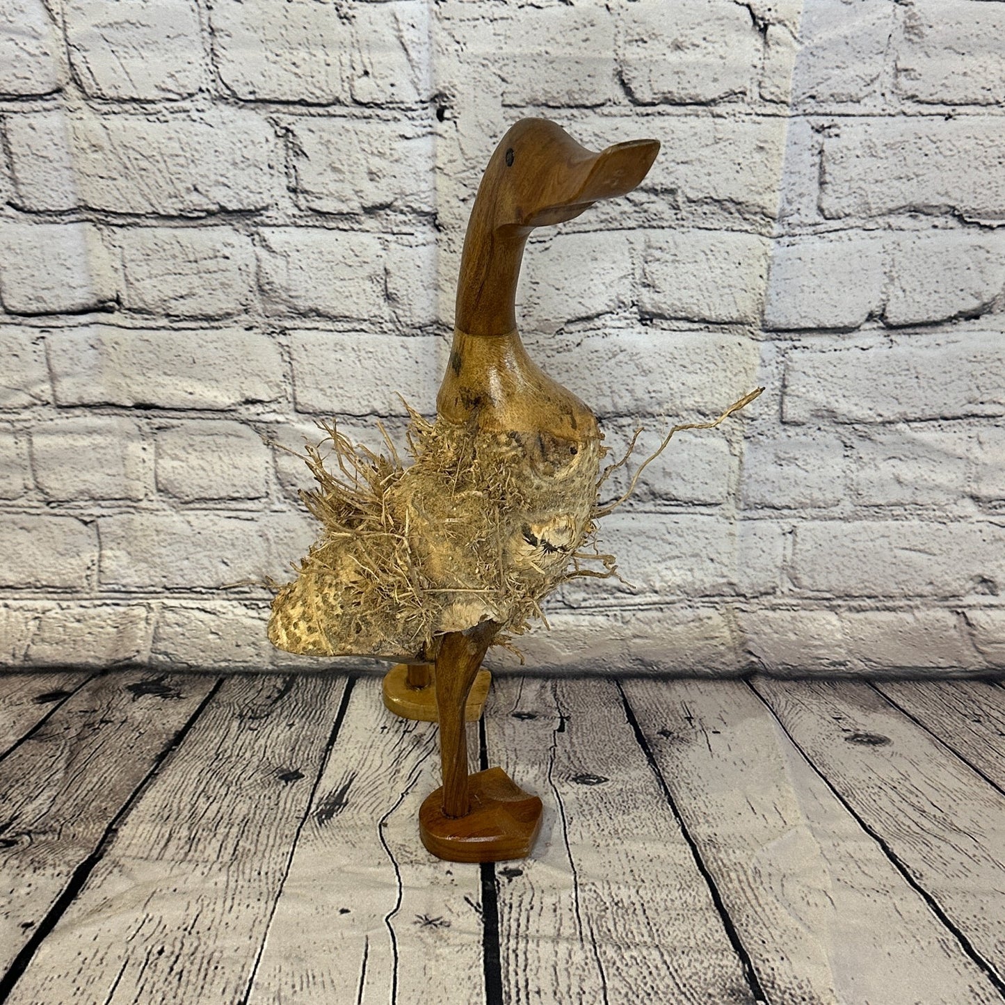 Looking Right 40cm Tall Wooden Hairy Duckling Baby Duck Bamboo Root Fairtrade