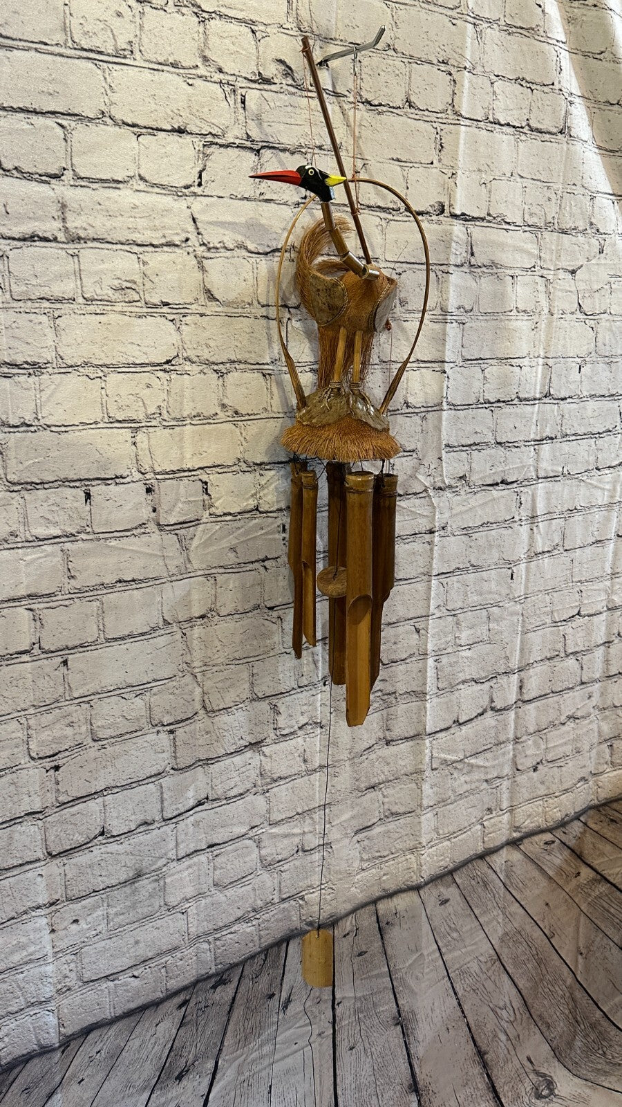 Crane Bird With Chimes Bamboo Windchime 60cm Garden Gift Summer Handmade Chimes