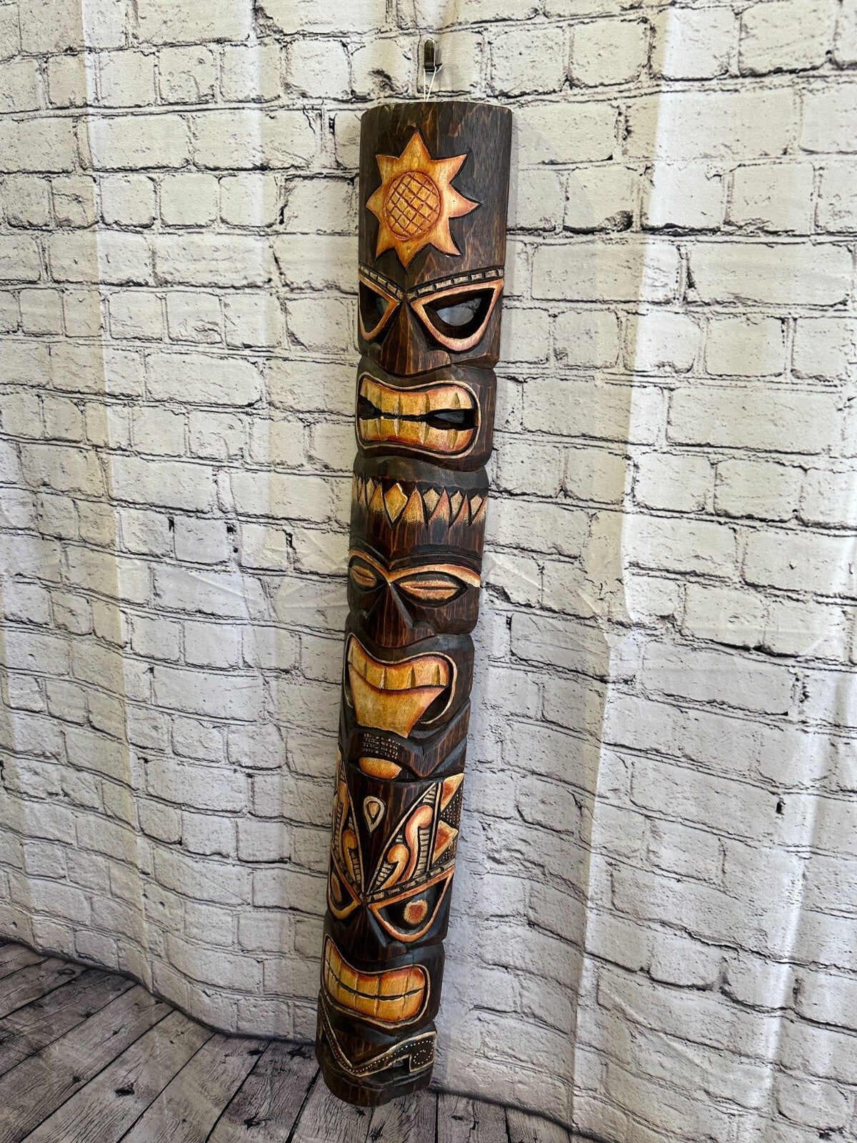 100cm Tiki Bar Mask Sign Decoration Wall Hanging Mask Wood Carving Design 3