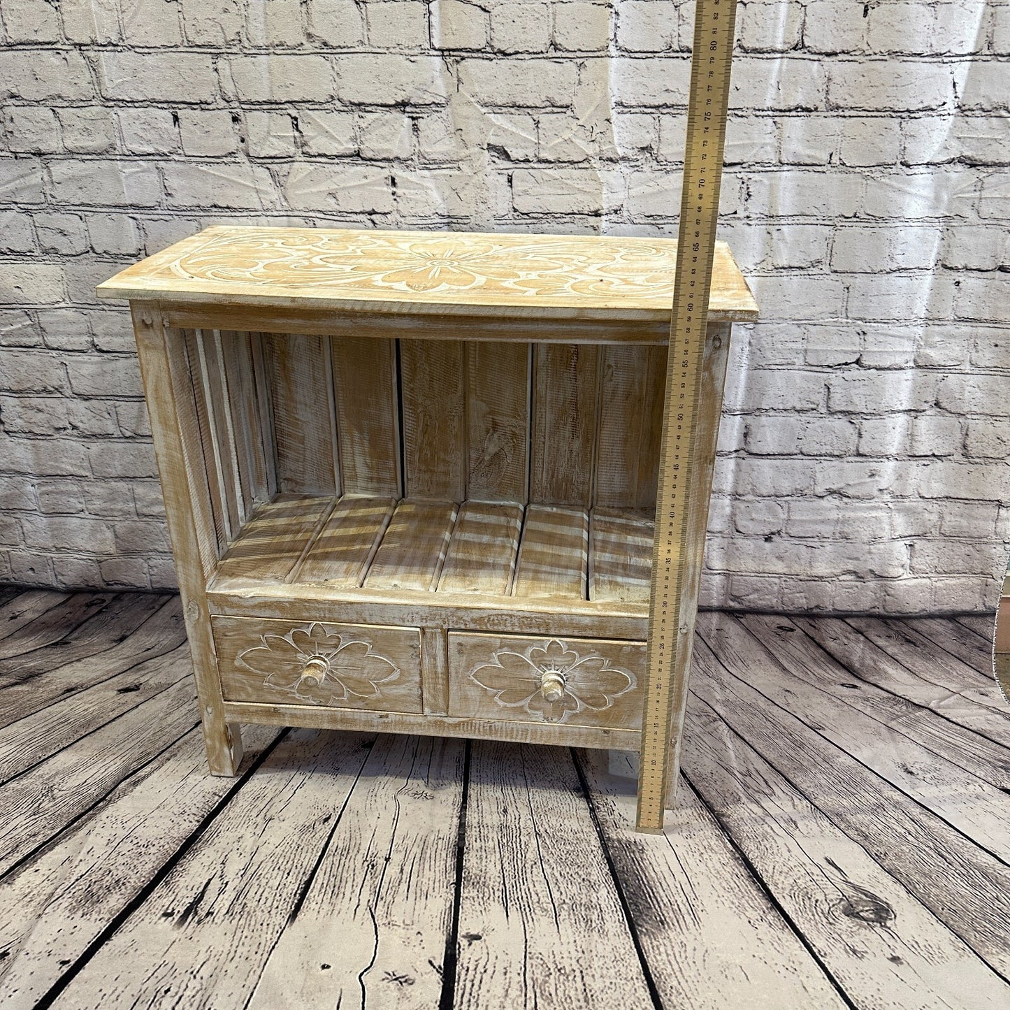 60cm x 60cm White 2 Draw Wooden Side Cabinet Living Hallway Storage Furniture
