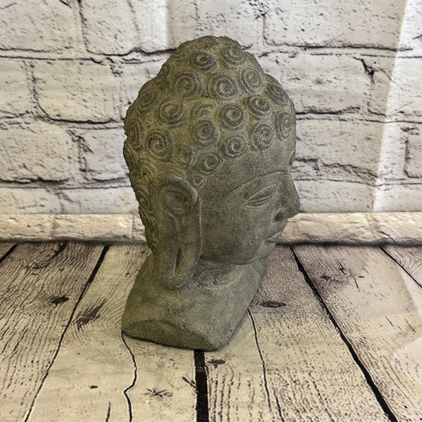 Thai Buddha Head Stone Garden 20cm x 12cm Ornament Outdoor Indoor Statue Hindu