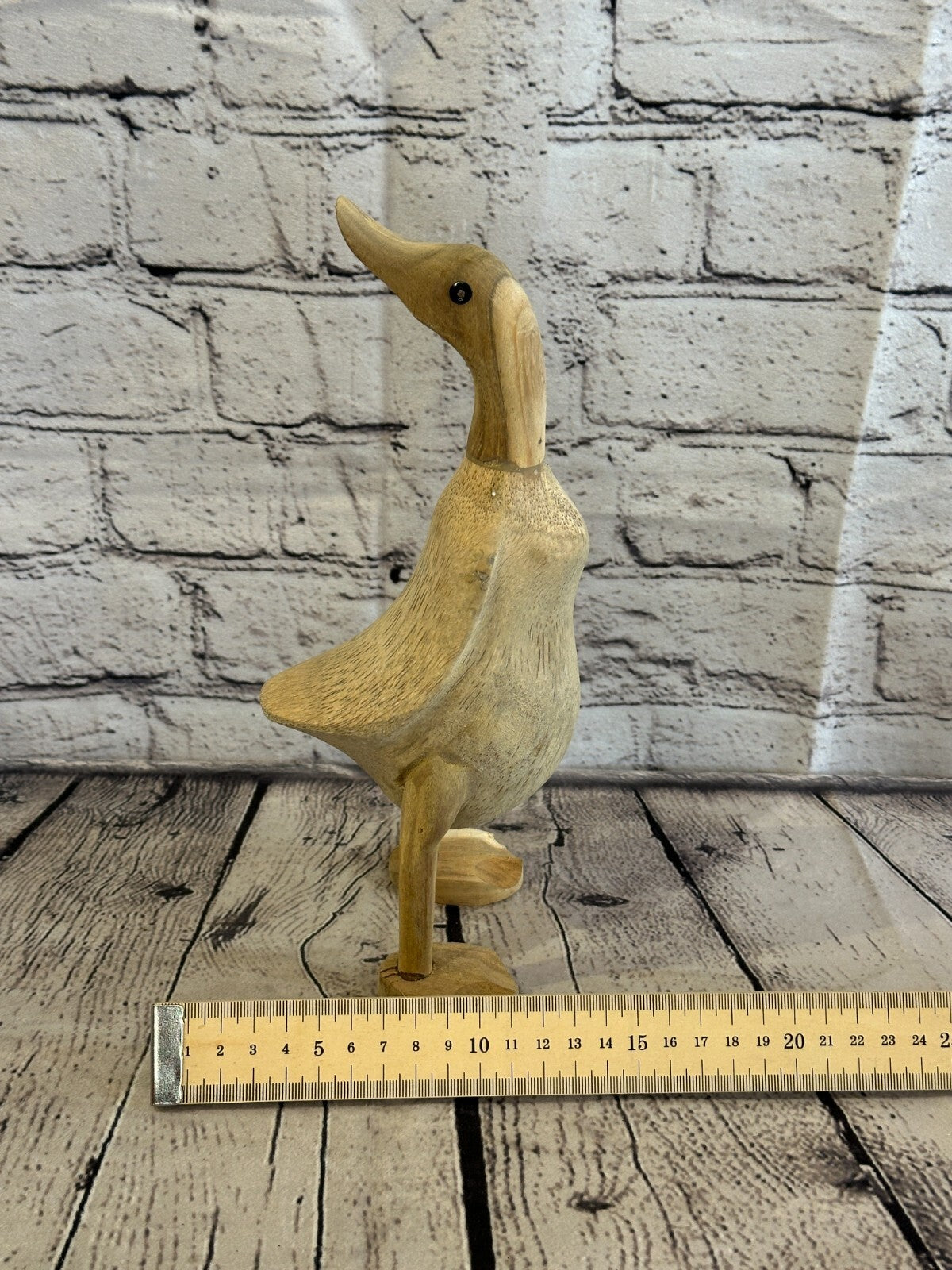 Looking Back 25cm Tall Wooden Hairy Duckling Baby Duck Bamboo Root Fairtrade